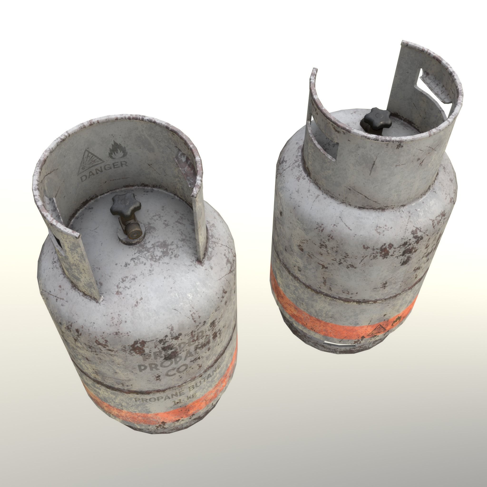 Gas Cylinder 11 kg Gray - Clean and Dirty Low-poly 3D model_6