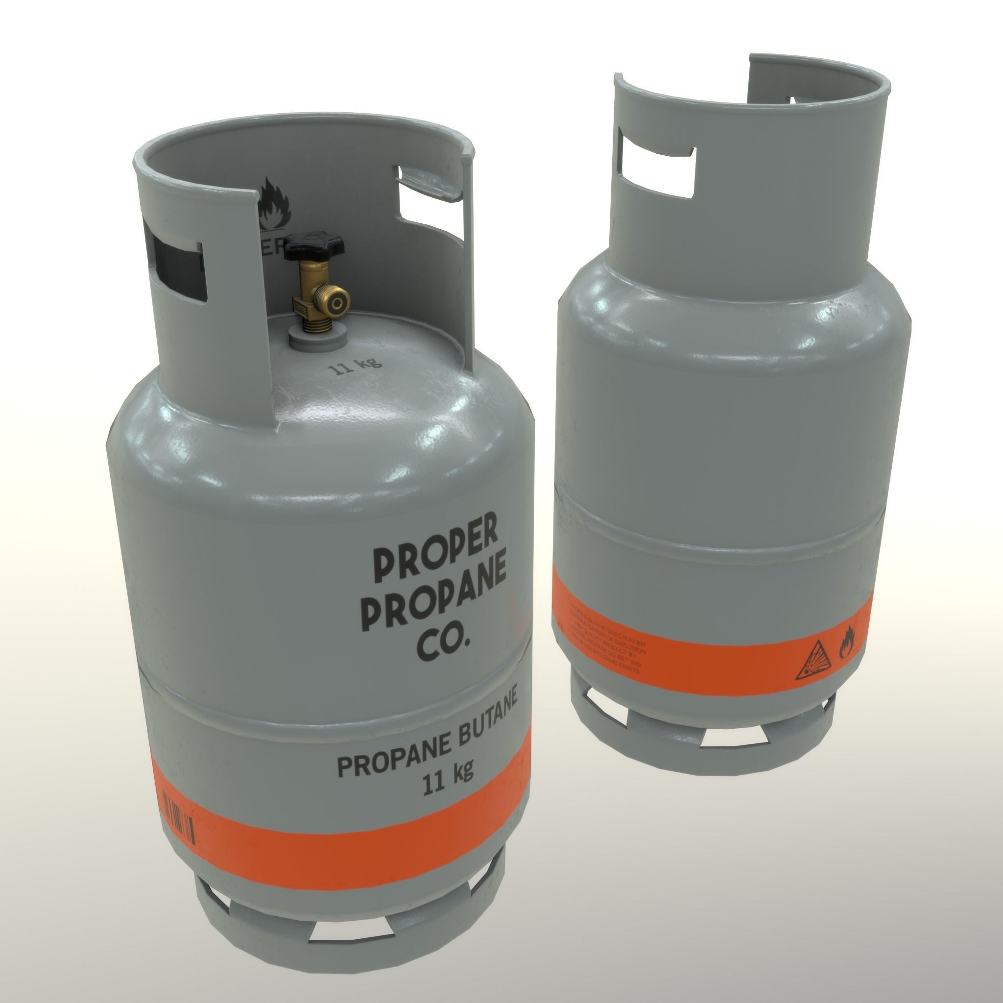 Gas Cylinder 11 kg Gray - Clean and Dirty Low-poly 3D model_13