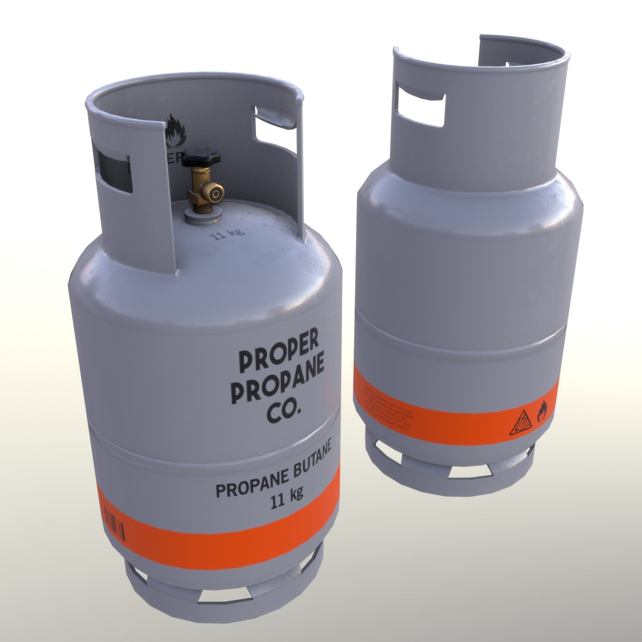 Gas Cylinder 11 kg Gray - Clean and Dirty Low-poly 3D model_14