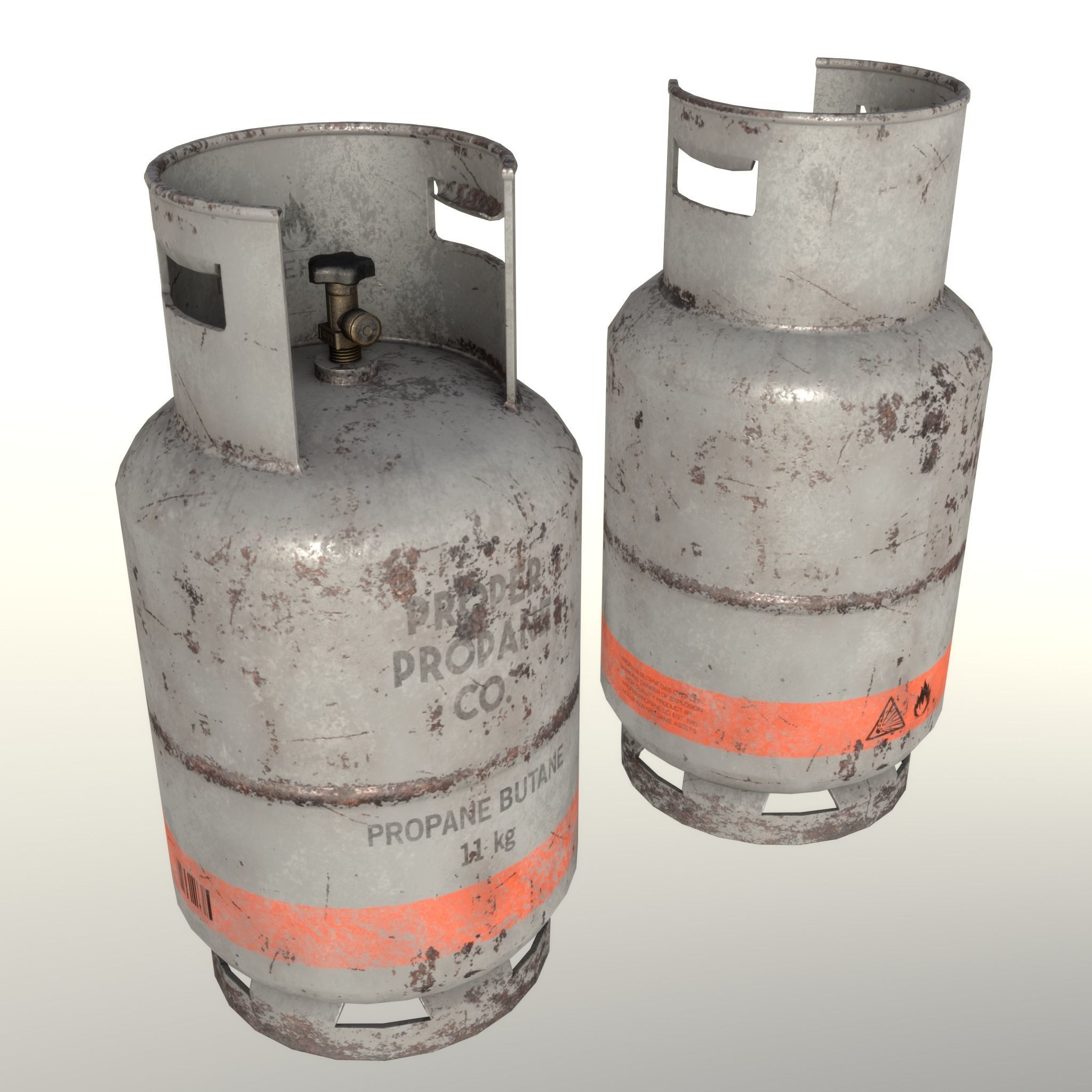 Gas Cylinder 11 kg Gray - Clean and Dirty Low-poly 3D model_22