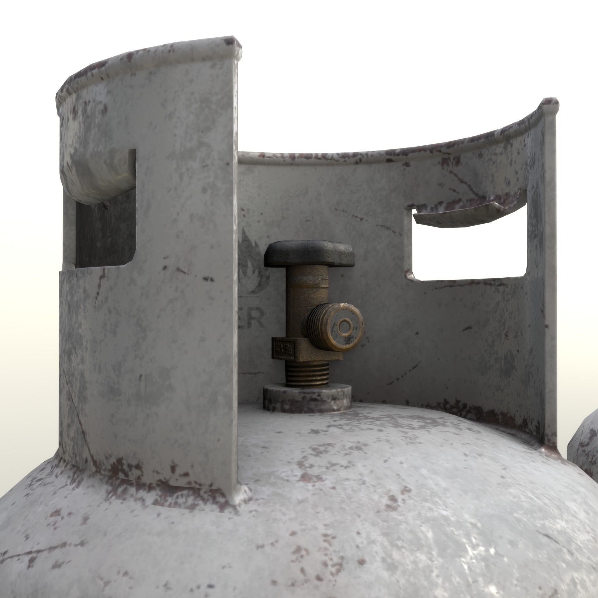 Gas Cylinder 11 kg Gray - Clean and Dirty Low-poly 3D model_10