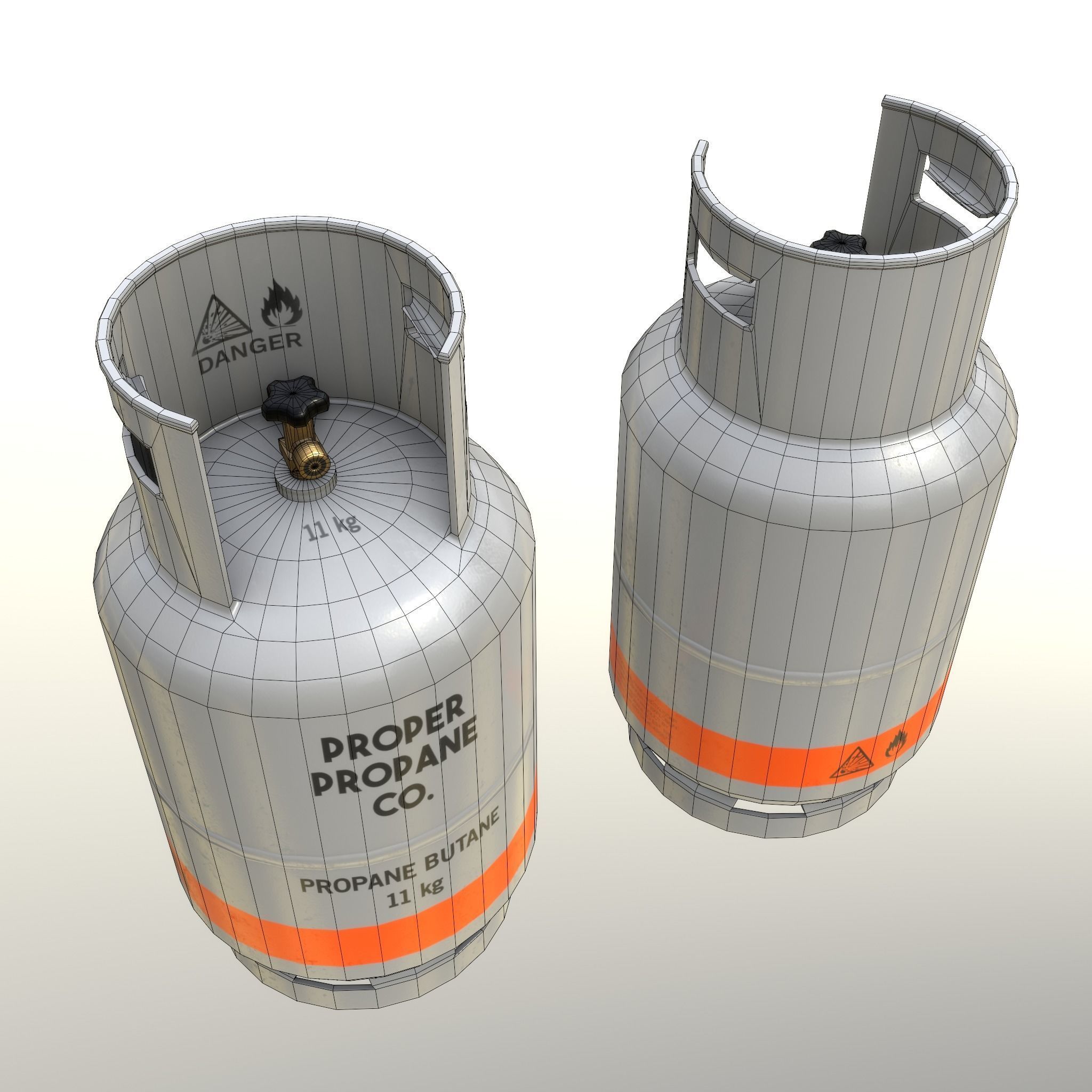 Gas Cylinder 11 kg Gray - Clean and Dirty Low-poly 3D model_31