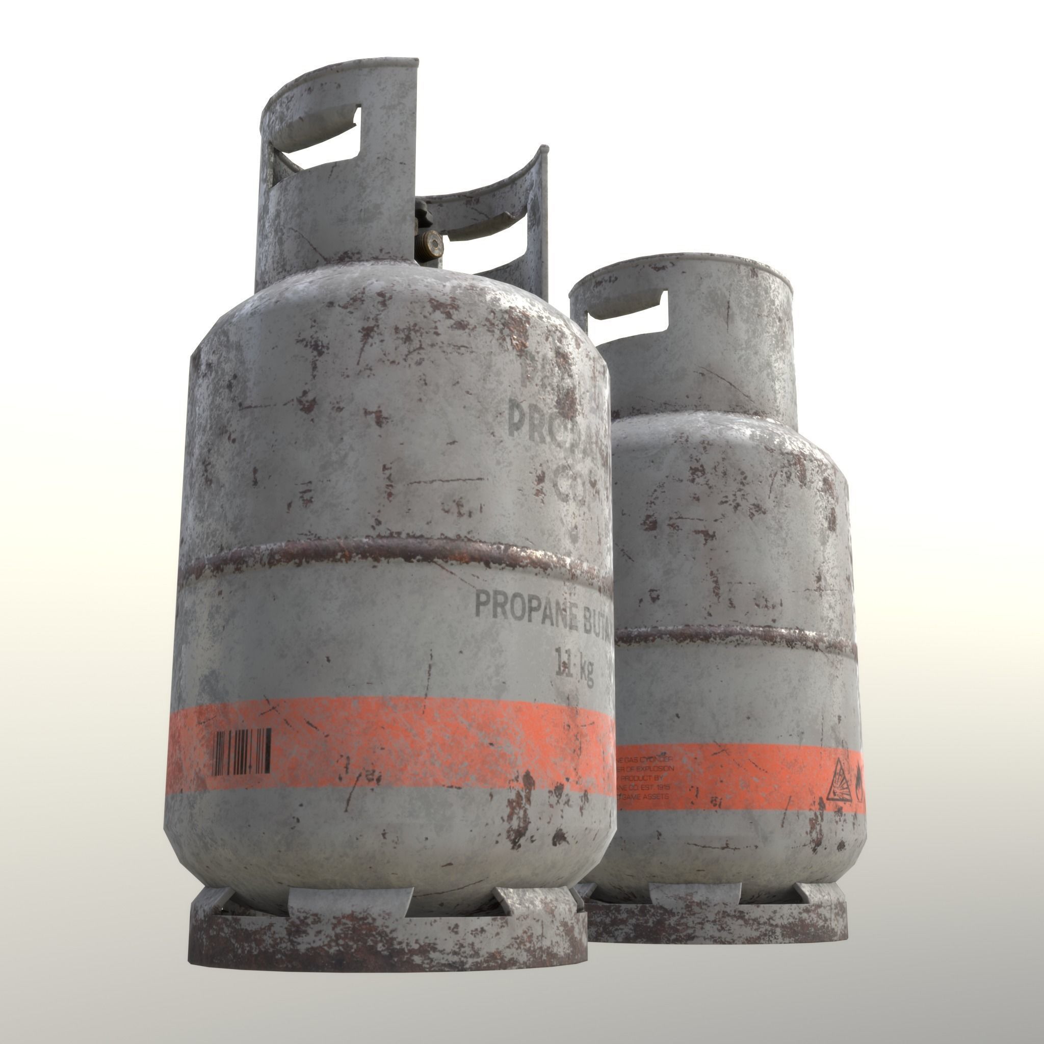 Gas Cylinder 11 kg Gray - Clean and Dirty Low-poly 3D model_8