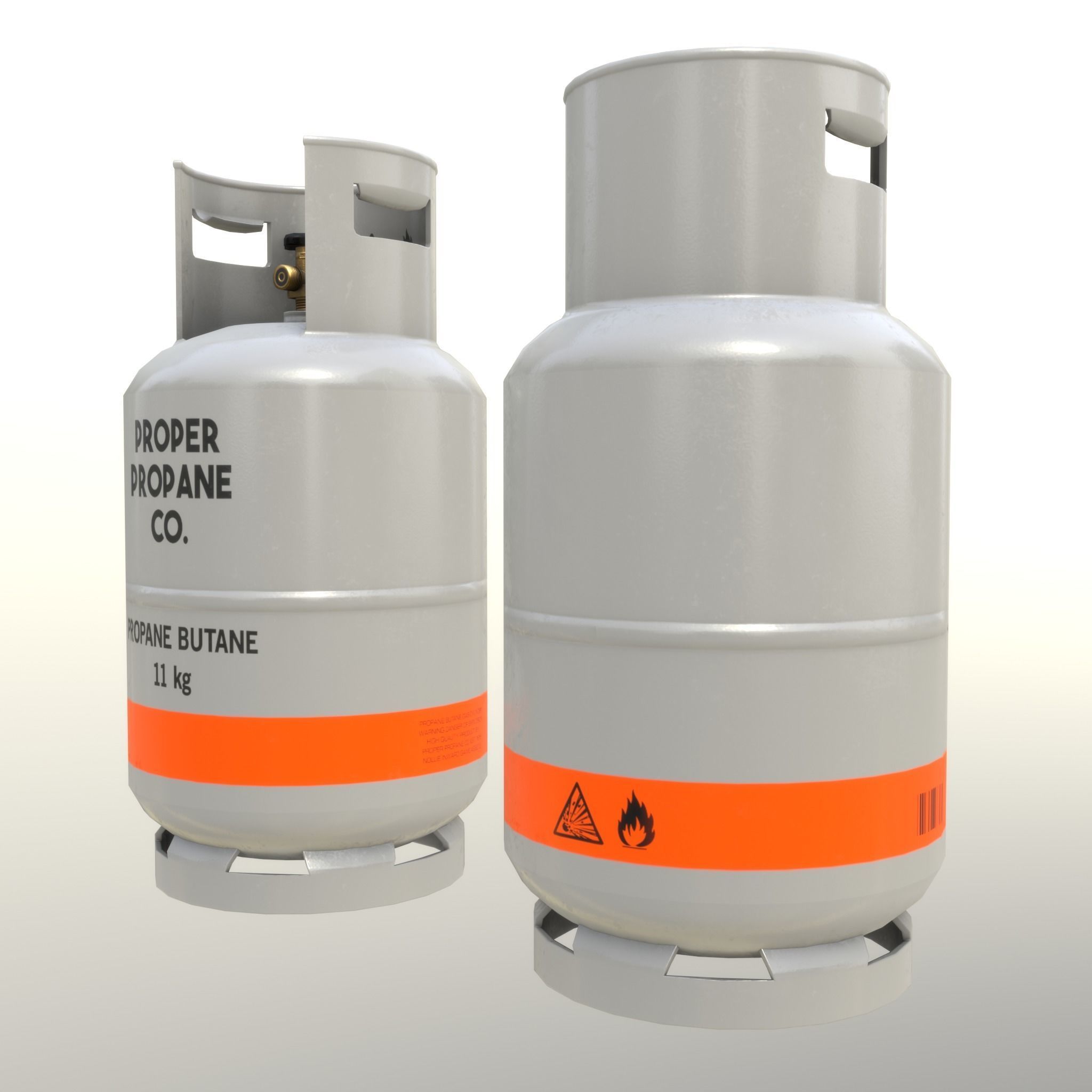 Gas Cylinder 11 kg Gray - Clean and Dirty Low-poly 3D model_3