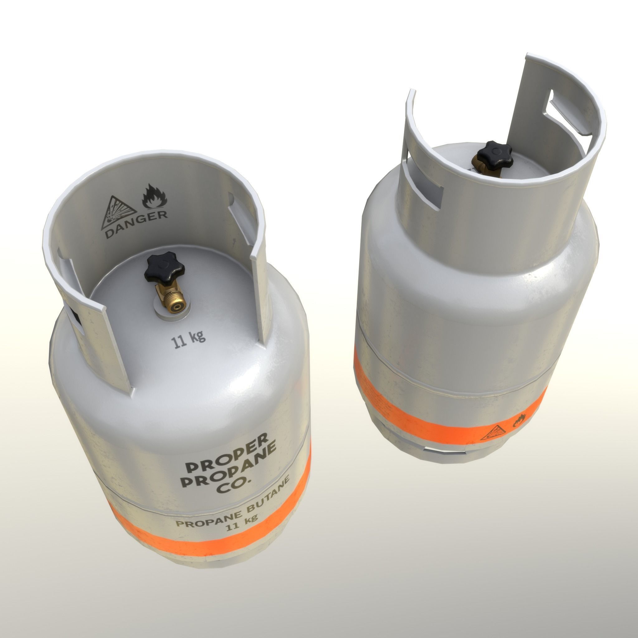Gas Cylinder 11 kg Gray - Clean and Dirty Low-poly 3D model_5