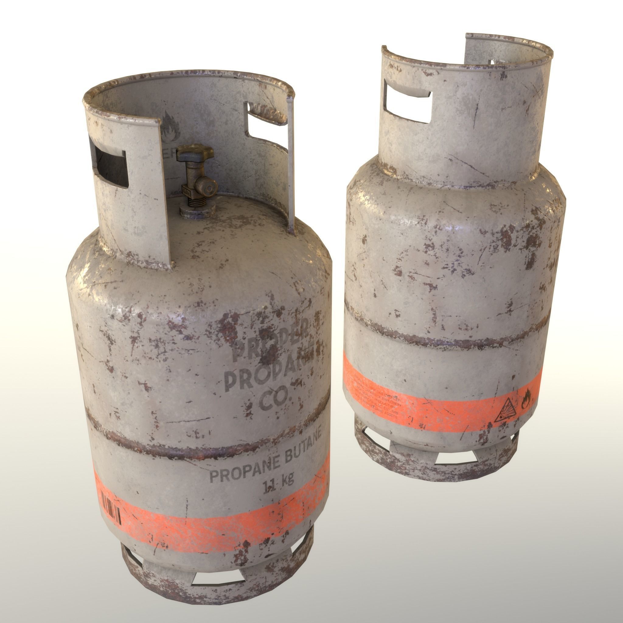 Gas Cylinder 11 kg Gray - Clean and Dirty Low-poly 3D model_21