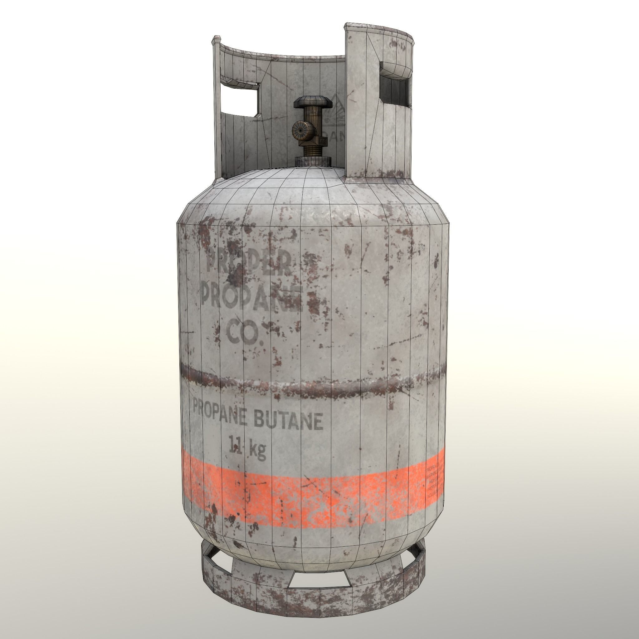 Gas Cylinder 11 kg Gray - Clean and Dirty Low-poly 3D model_28