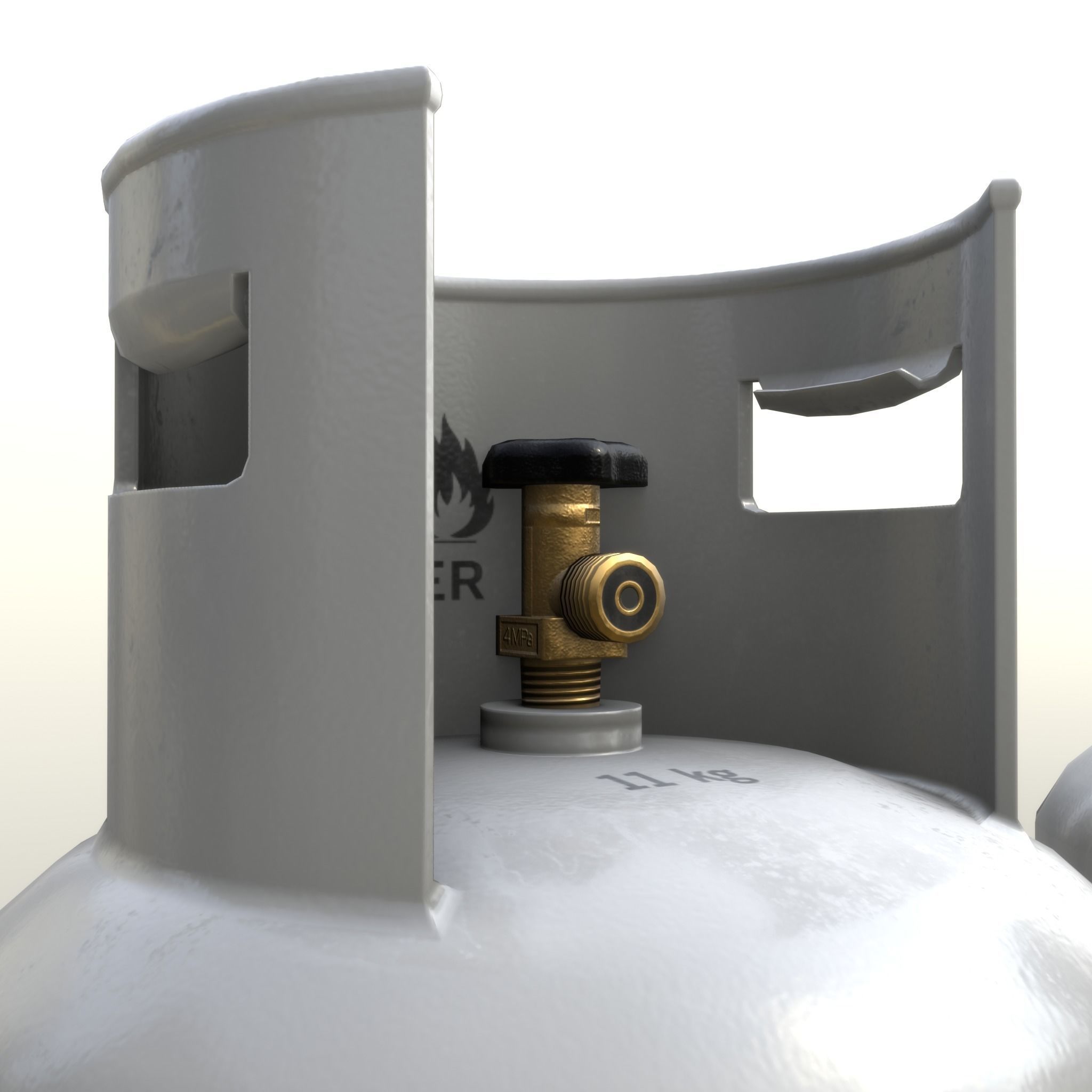 Gas Cylinder 11 kg Gray - Clean and Dirty Low-poly 3D model_9
