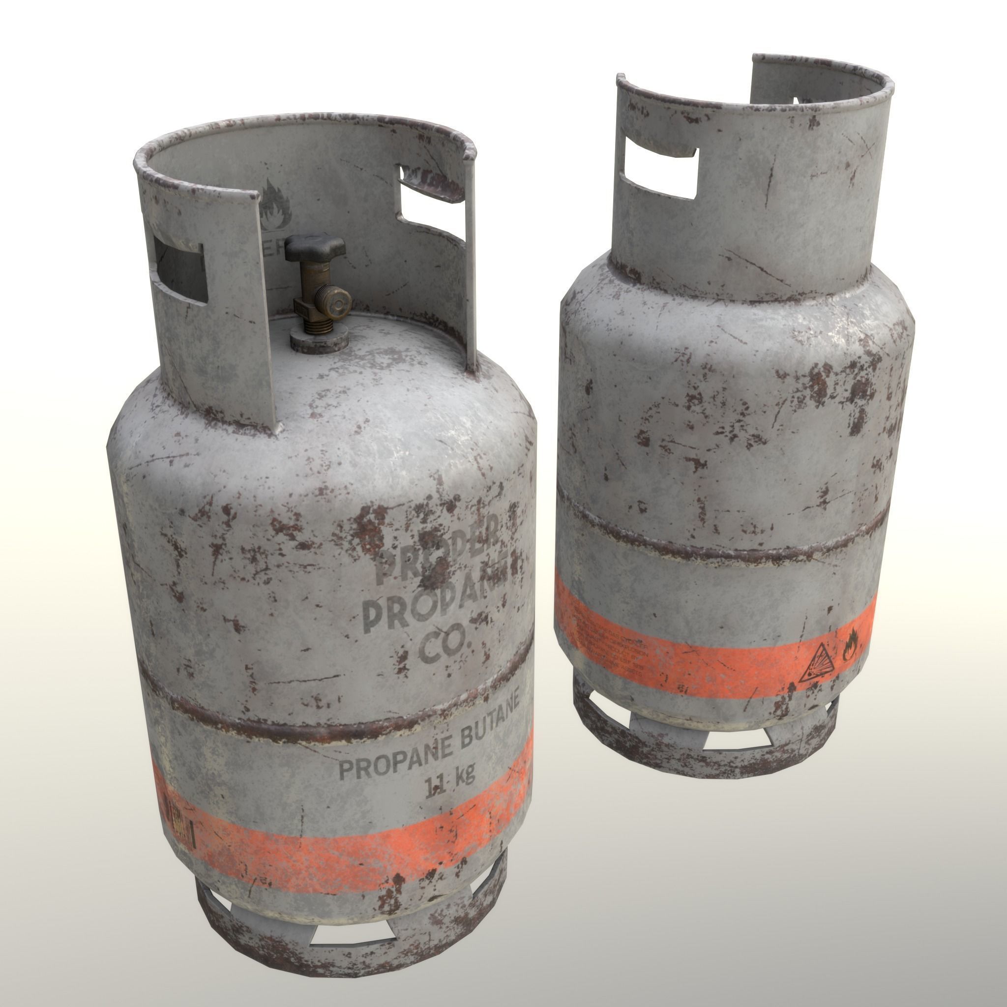Gas Cylinder 11 kg Gray - Clean and Dirty Low-poly 3D model_17