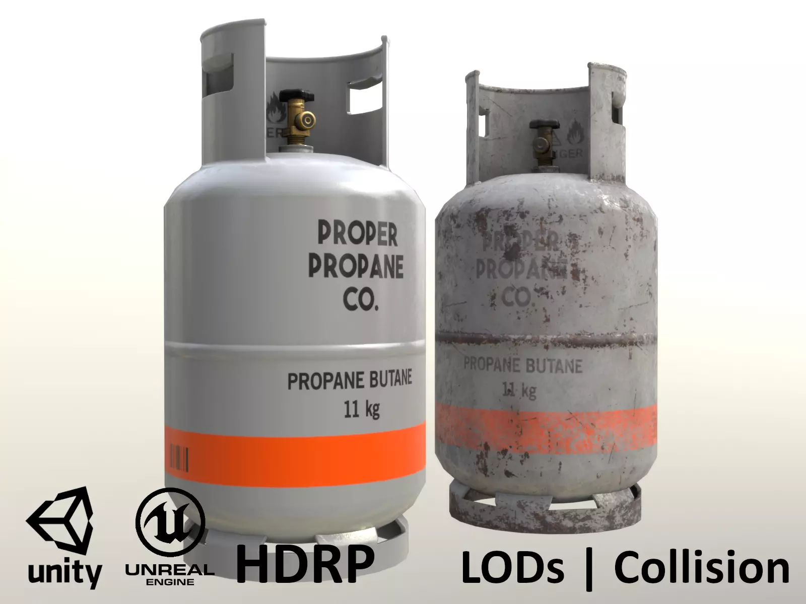 Gas Cylinder 11 kg Gray - Clean and Dirty Low-poly 3D model_0