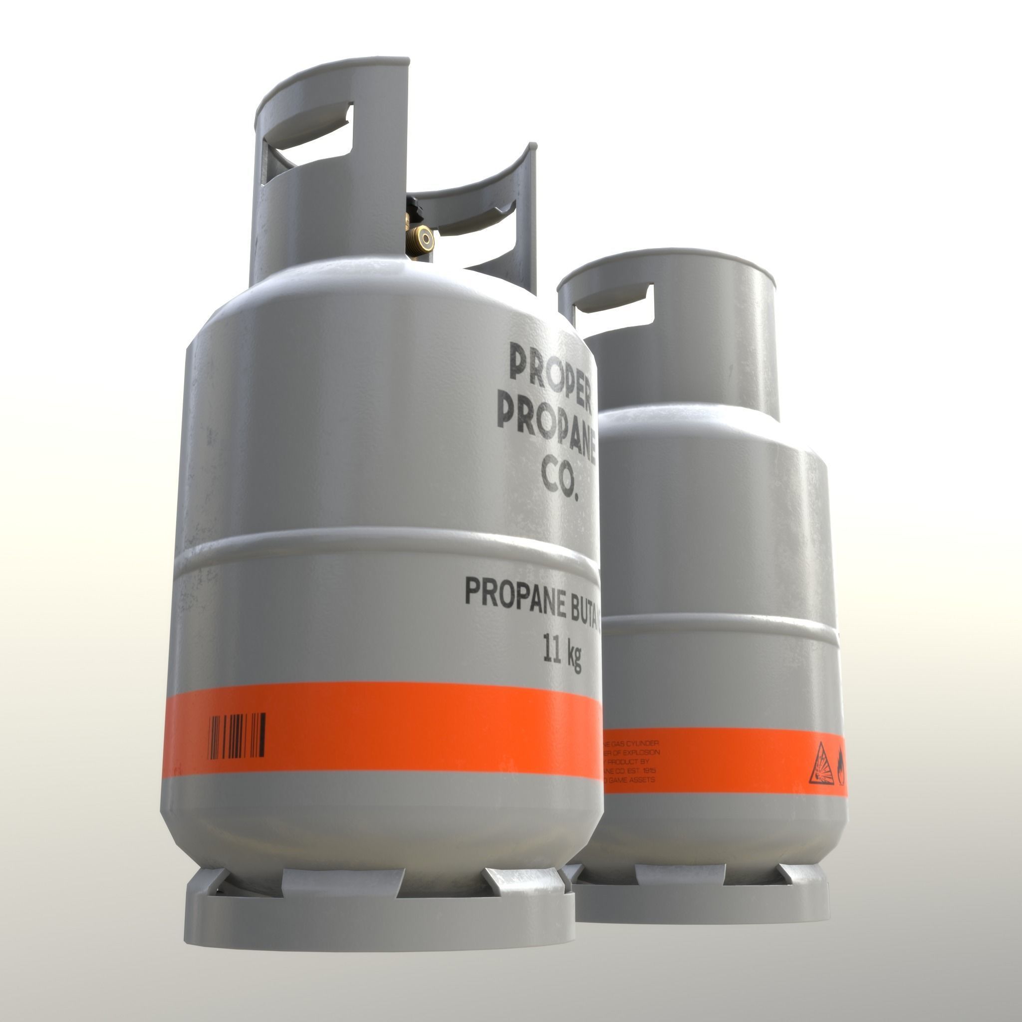 Gas Cylinder 11 kg Gray - Clean and Dirty Low-poly 3D model_7