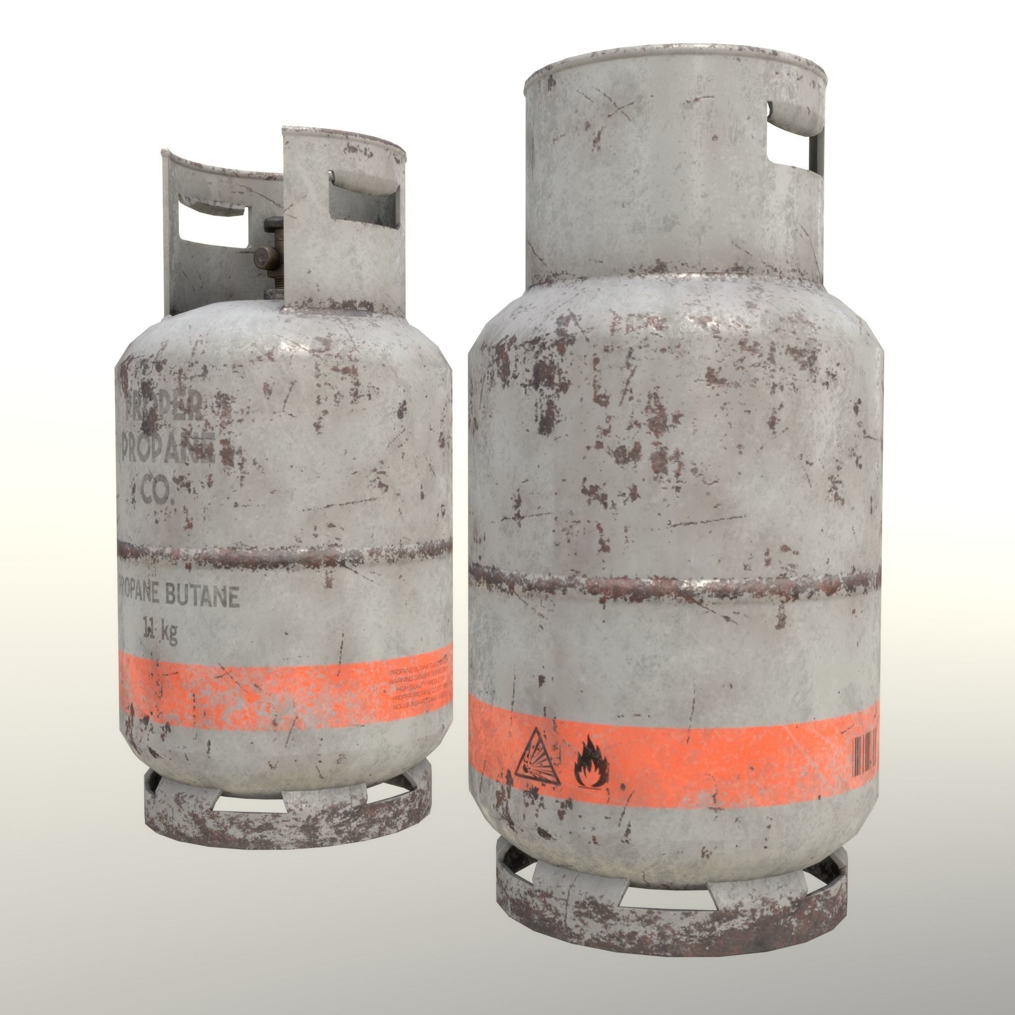Gas Cylinder 11 kg Gray - Clean and Dirty Low-poly 3D model_4