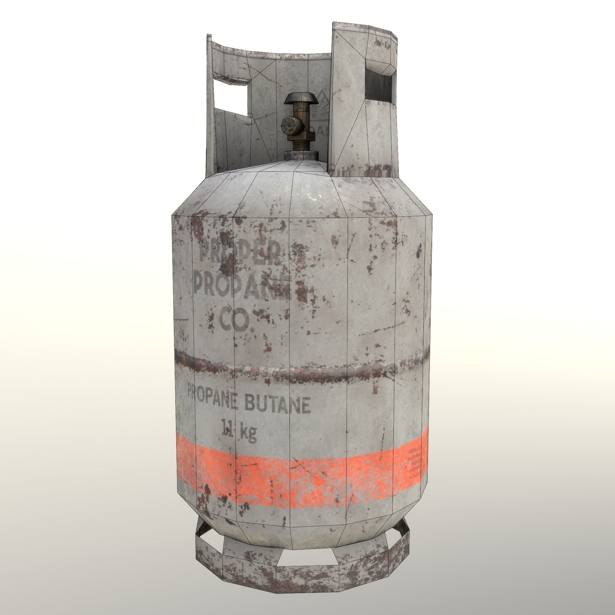 Gas Cylinder 11 kg Gray - Clean and Dirty Low-poly 3D model_30