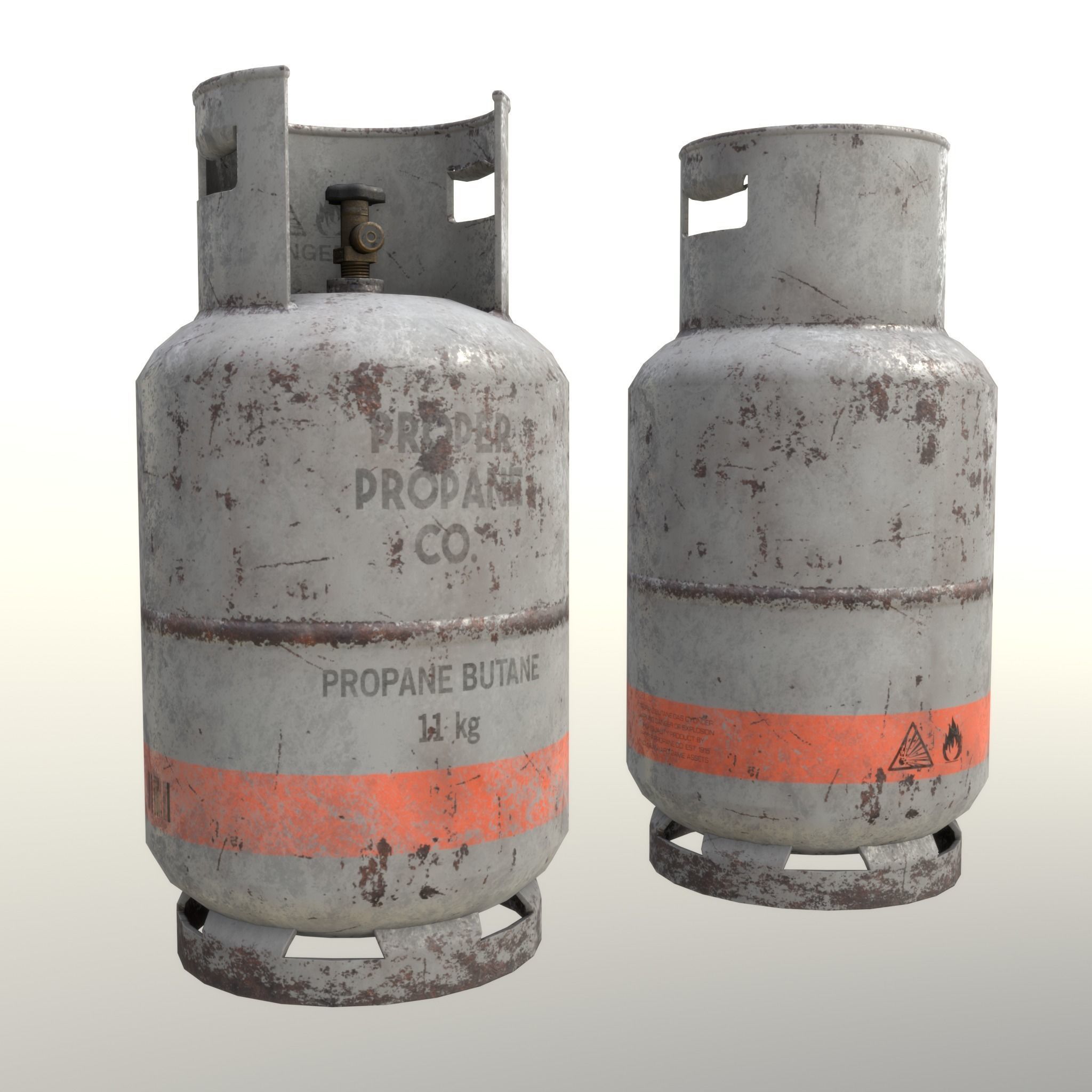 Gas Cylinder 11 kg Gray - Clean and Dirty Low-poly 3D model_2