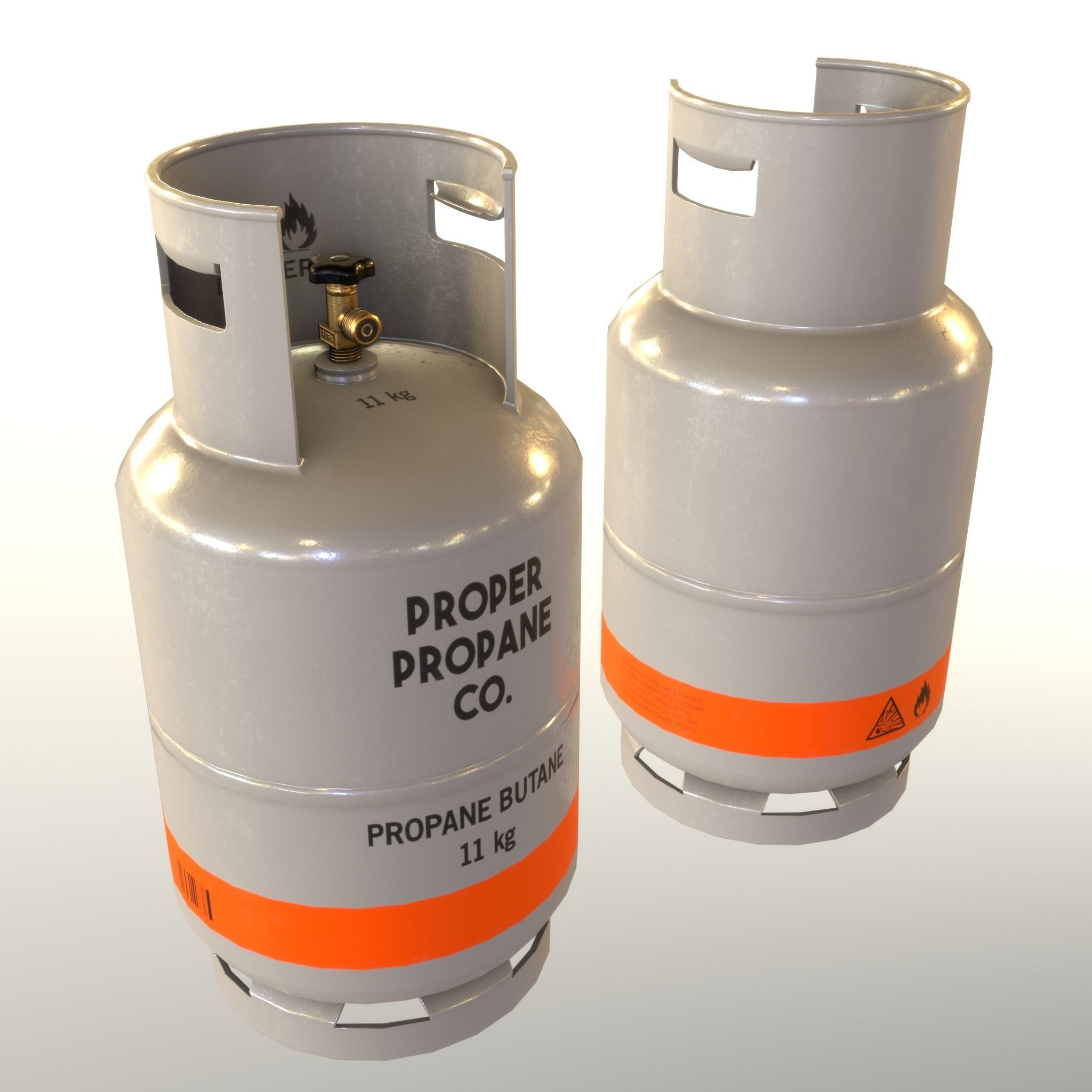 Gas Cylinder 11 kg Gray - Clean and Dirty Low-poly 3D model_15