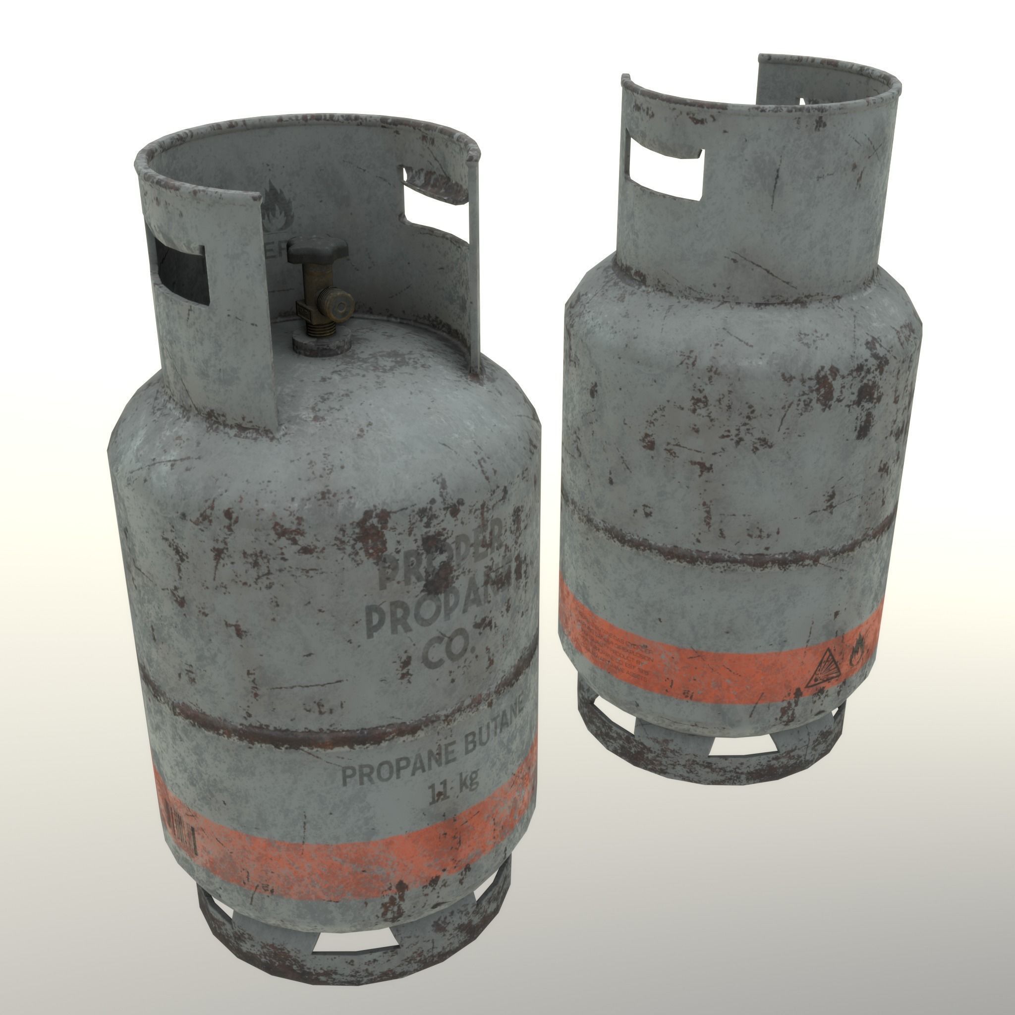 Gas Cylinder 11 kg Gray - Clean and Dirty Low-poly 3D model_19
