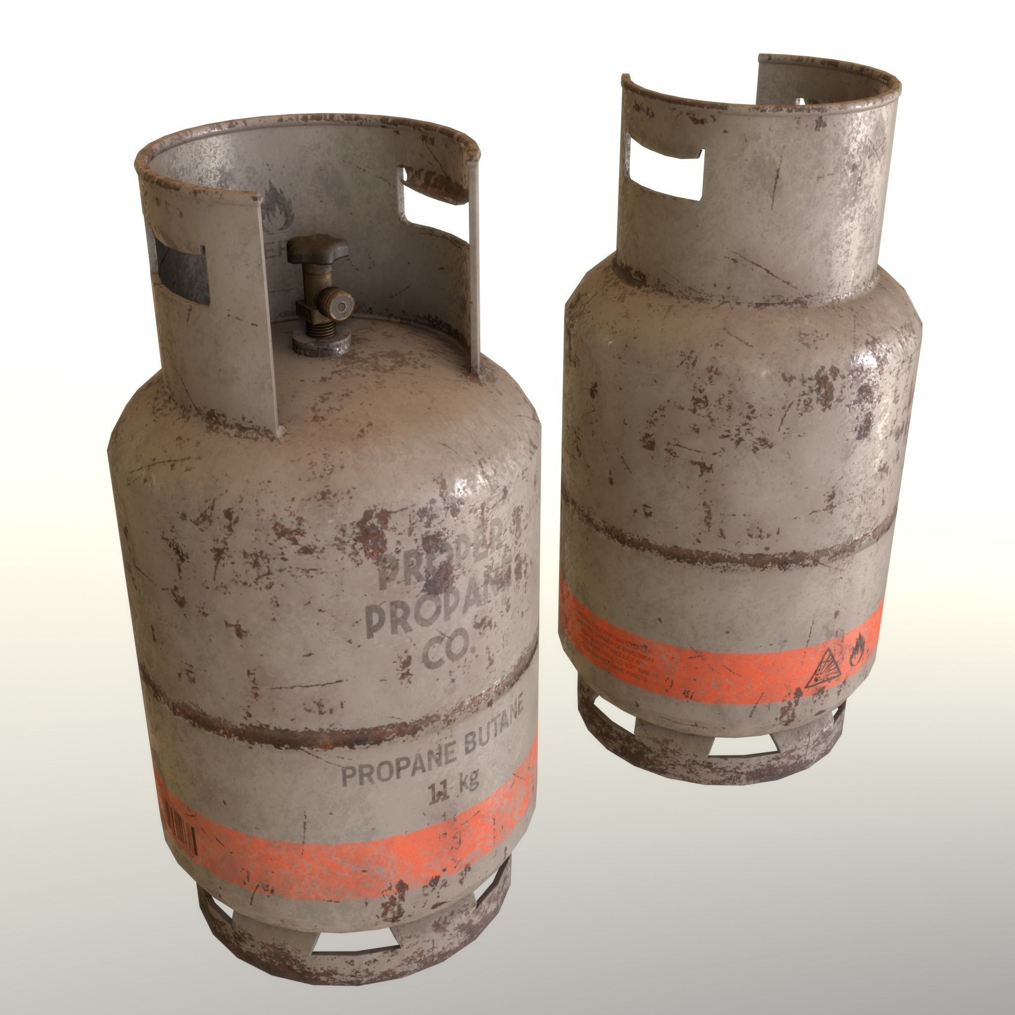 Gas Cylinder 11 kg Gray - Clean and Dirty Low-poly 3D model_18