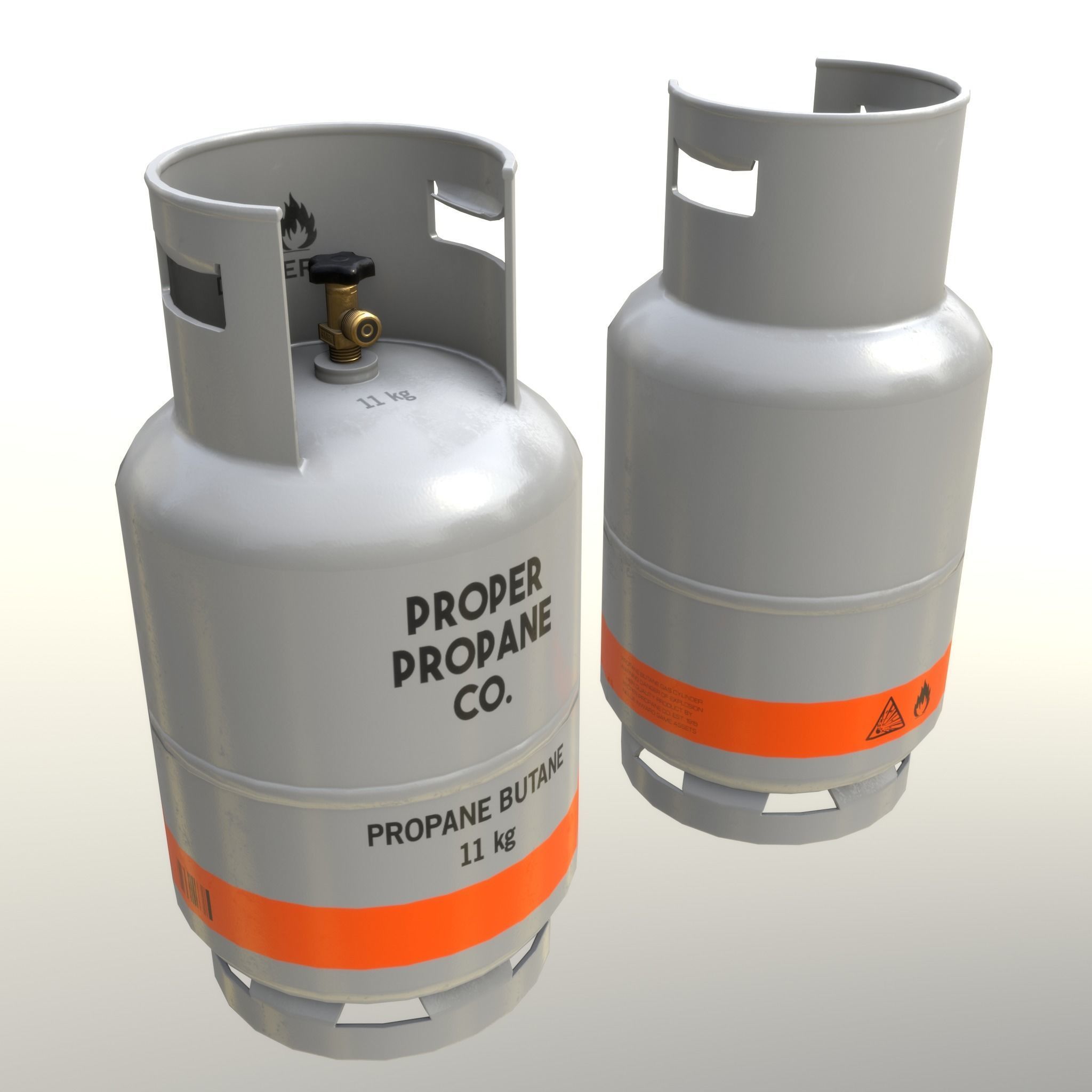Gas Cylinder 11 kg Gray - Clean and Dirty Low-poly 3D model_11