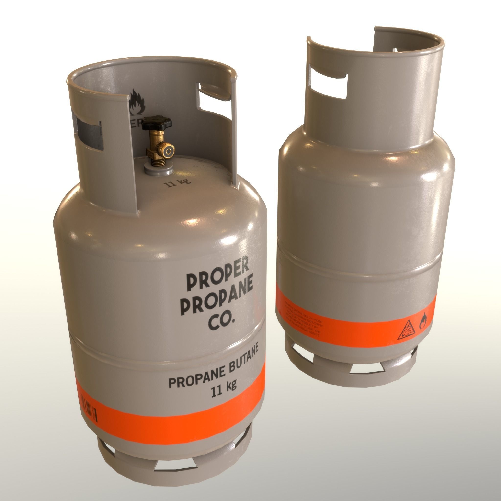 Gas Cylinder 11 kg Gray - Clean and Dirty Low-poly 3D model_12