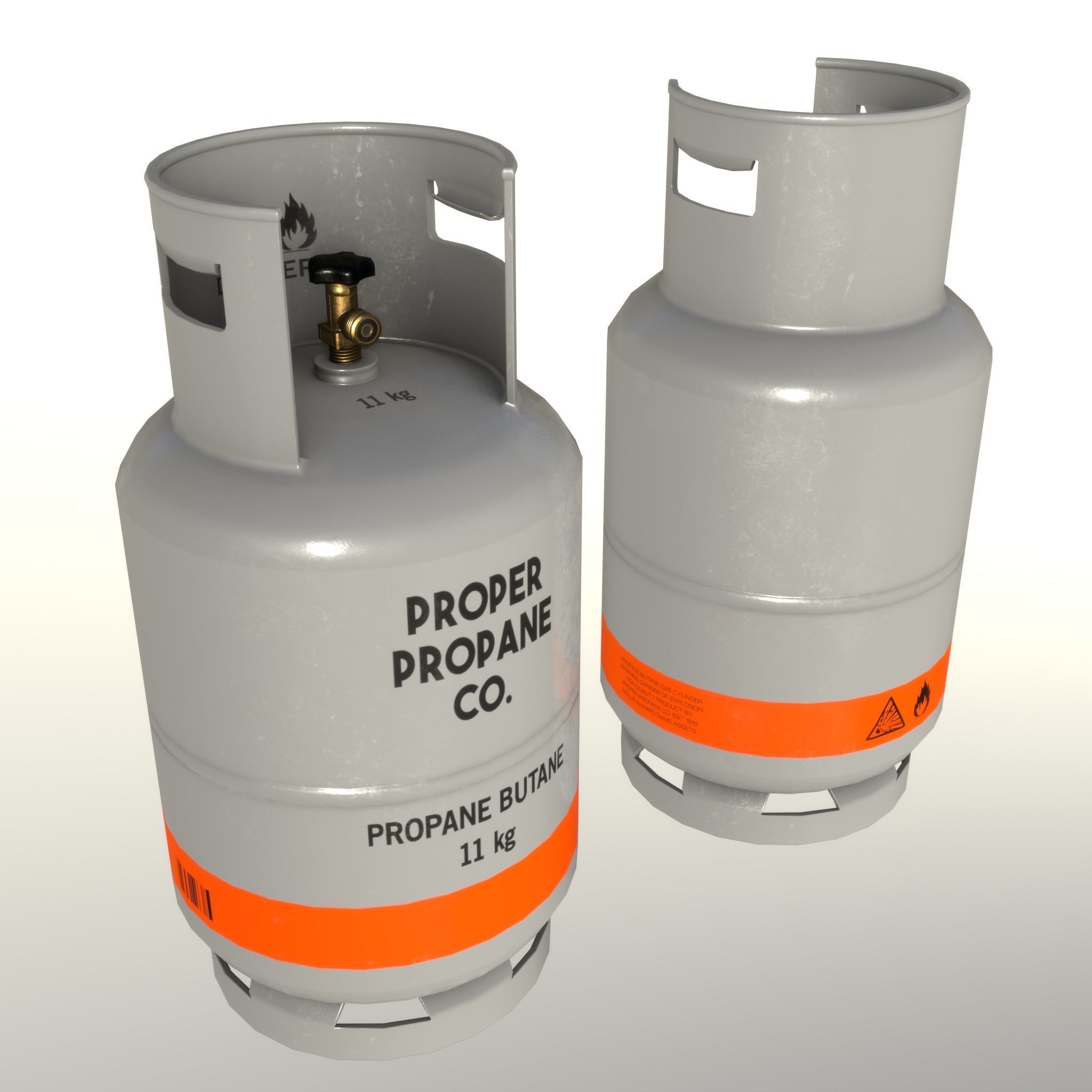 Gas Cylinder 11 kg Gray - Clean and Dirty Low-poly 3D model_16