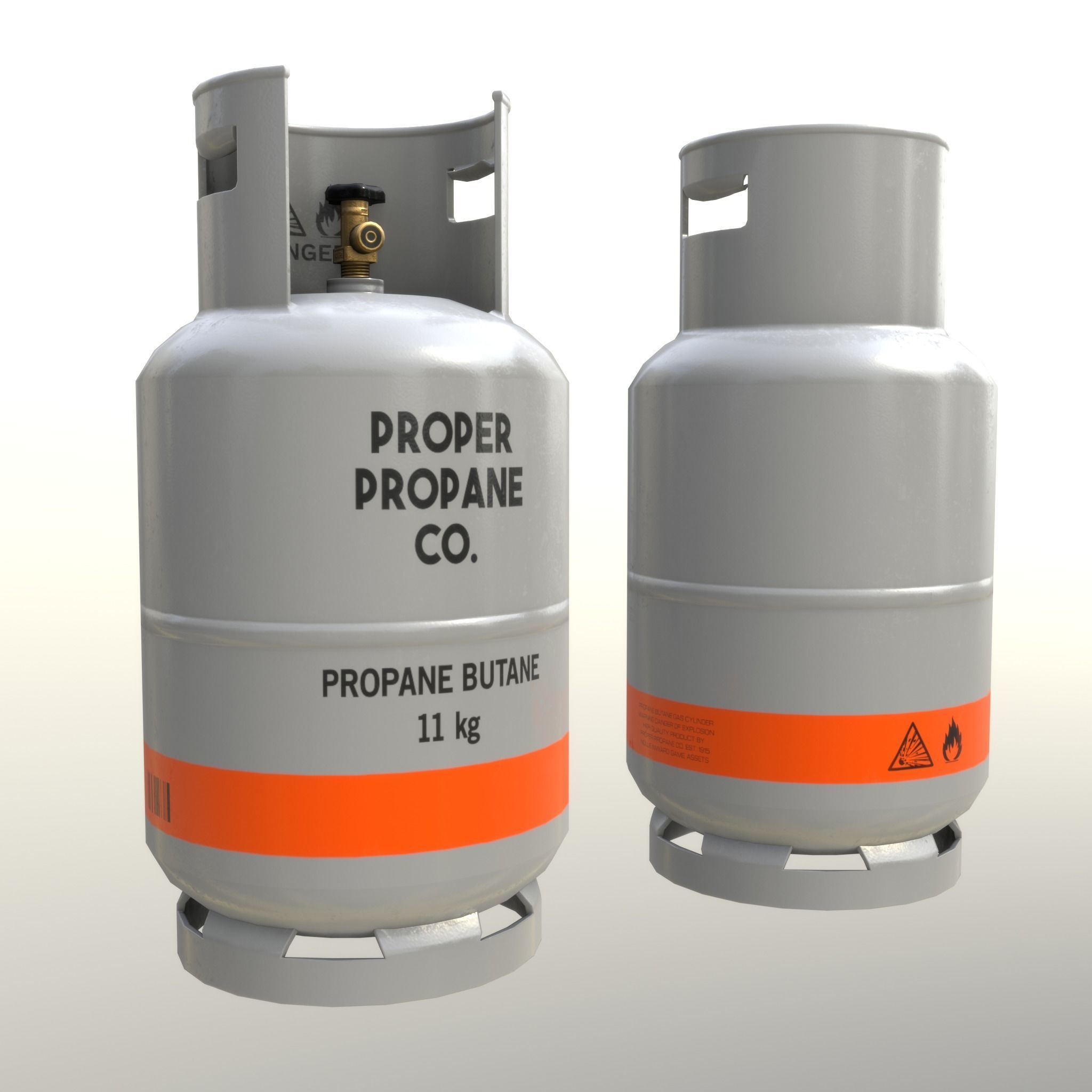 Gas Cylinder 11 kg Gray - Clean and Dirty Low-poly 3D model_1