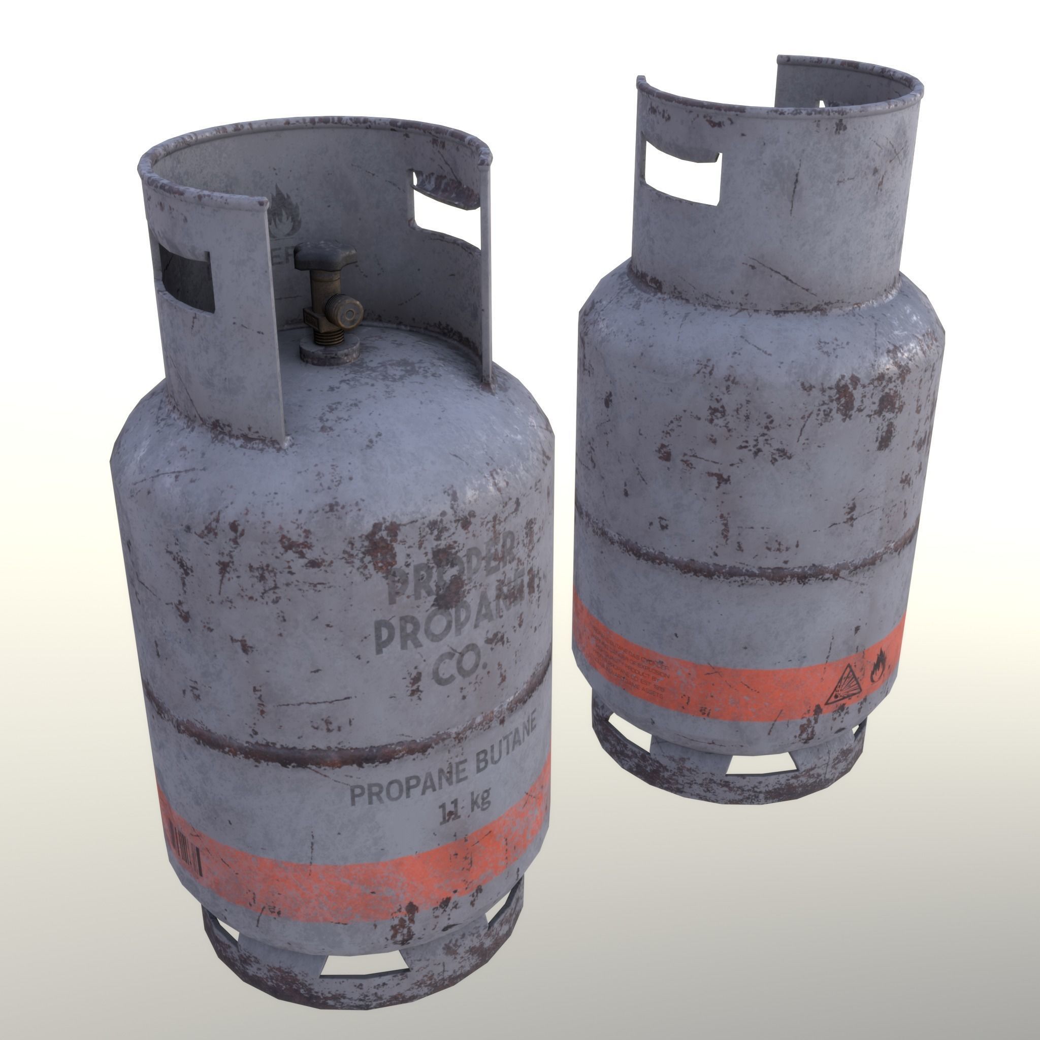 Gas Cylinder 11 kg Gray - Clean and Dirty Low-poly 3D model_20