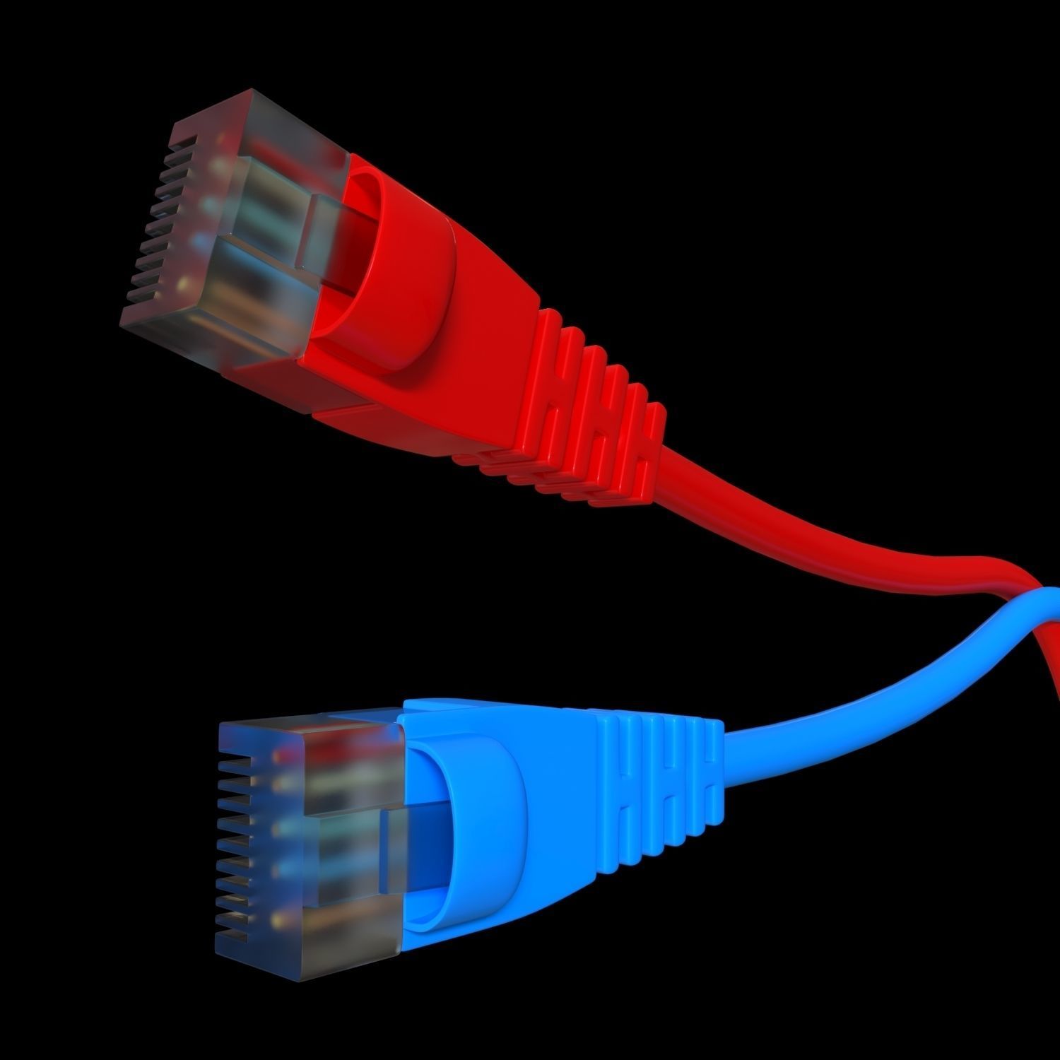 realistic network cable  3D model_1