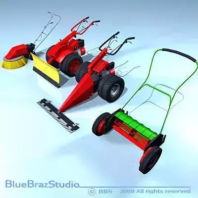 mower collection four lawn mowers and snow blower 3D model