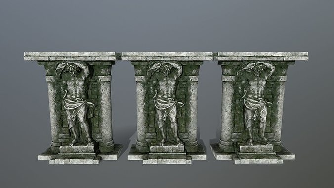 statue 2 three pillars Low-poly 3D model