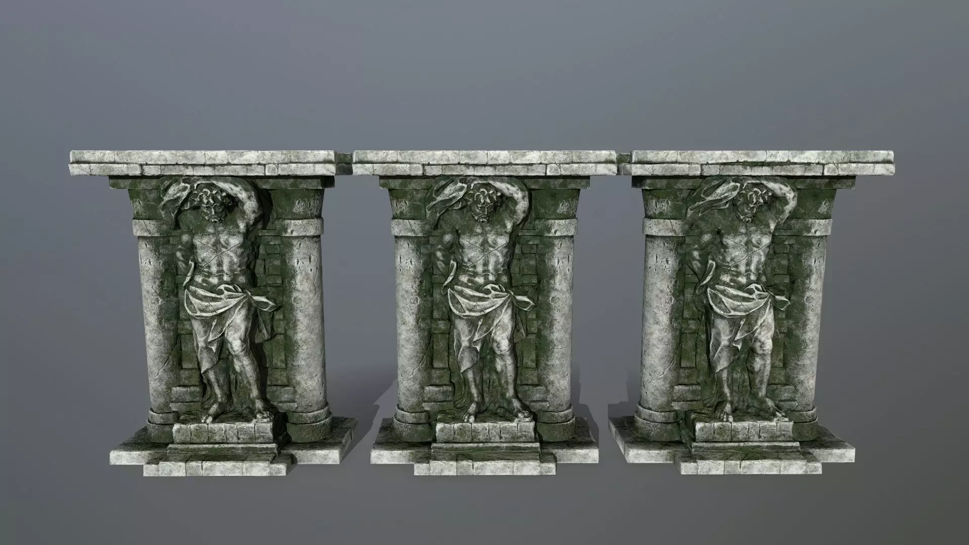 statue 2 three pillars Low-poly 3D model_0