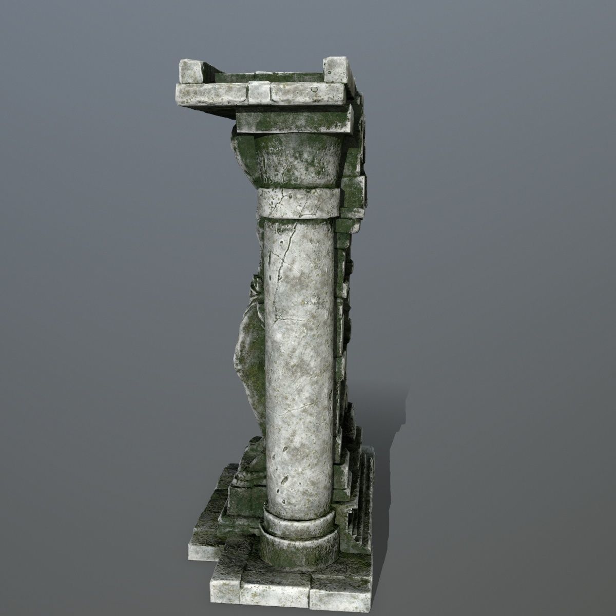 statue 2 three pillars Low-poly 3D model_8