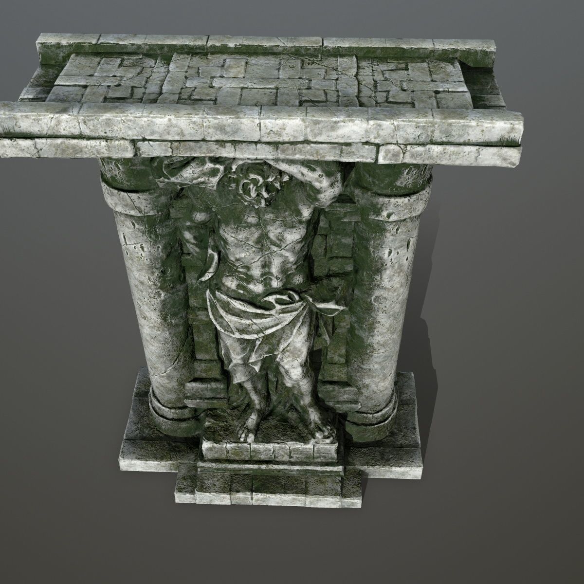 statue 2 three pillars Low-poly 3D model_11