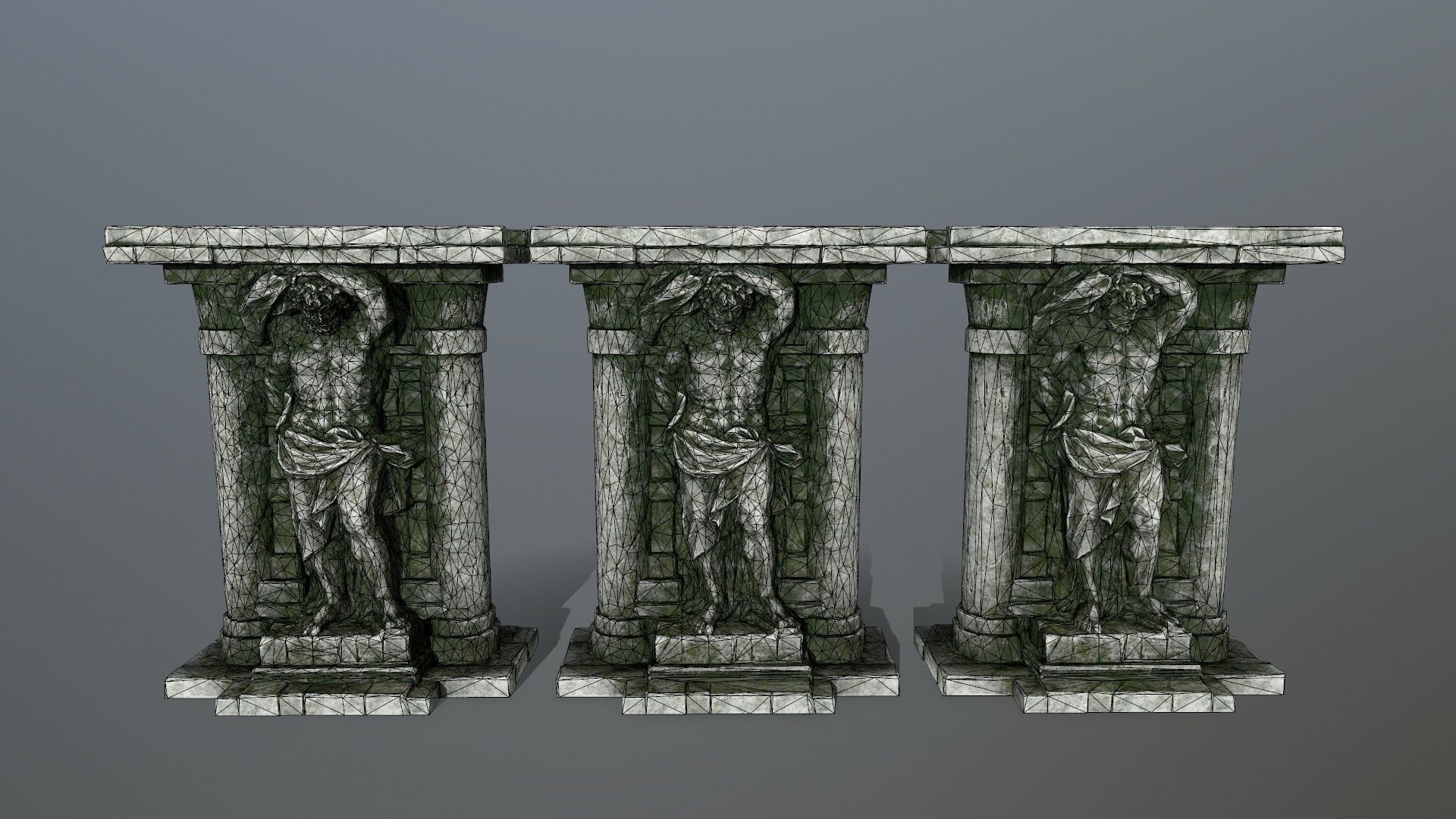 statue 2 three pillars Low-poly 3D model_1