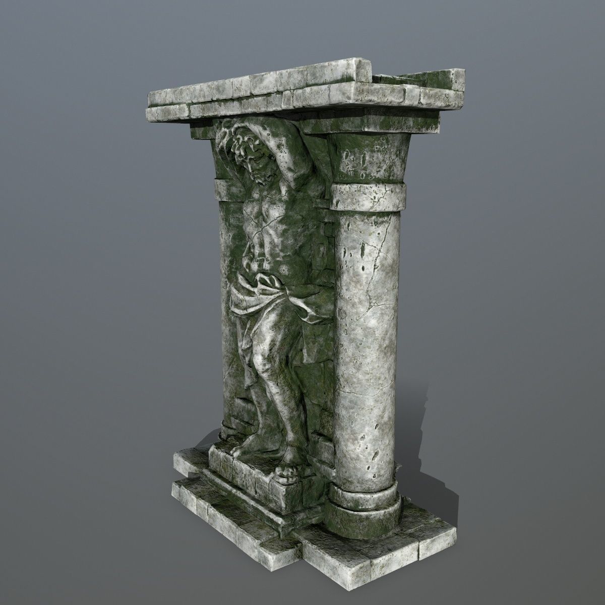 statue 2 three pillars Low-poly 3D model_9