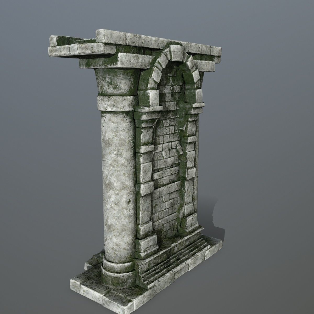statue 2 three pillars Low-poly 3D model_7