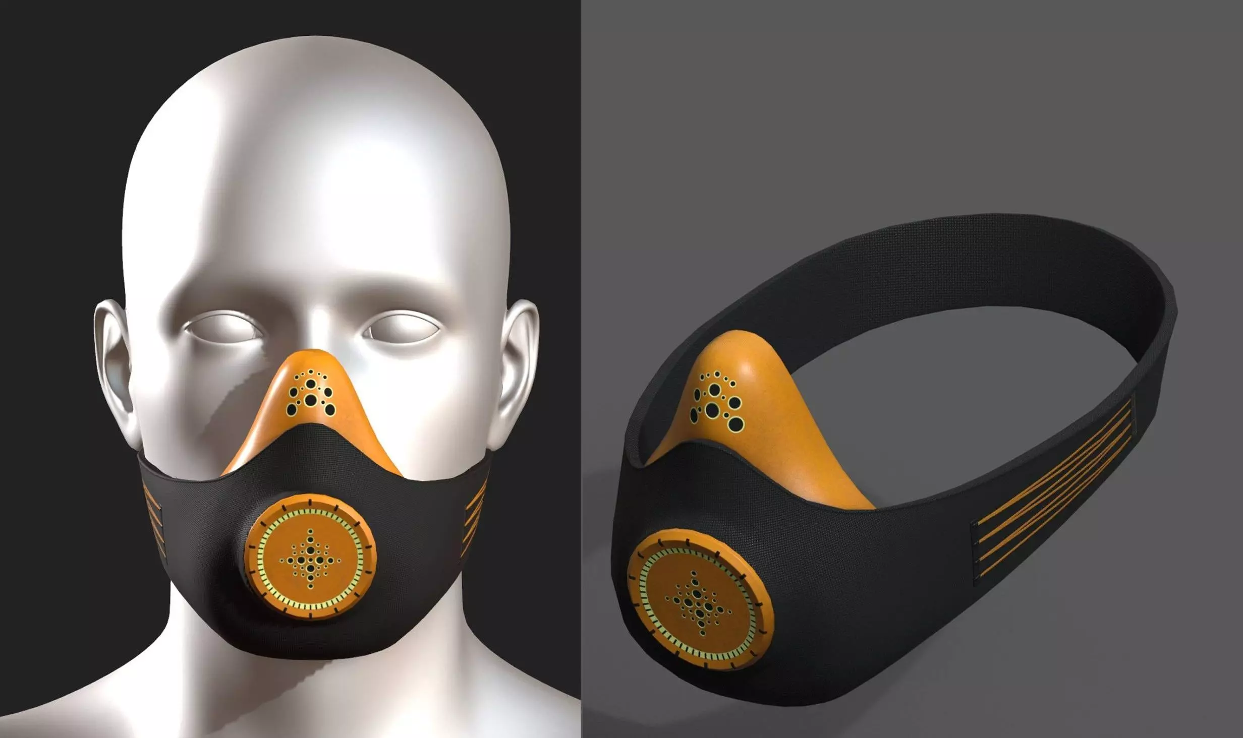 Gas mask respirator military combat scifi fantasy  Low-poly 3D model_0