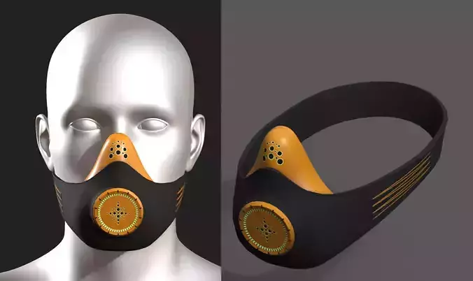 Gas mask respirator military combat scifi fantasy  Low-poly 3D model