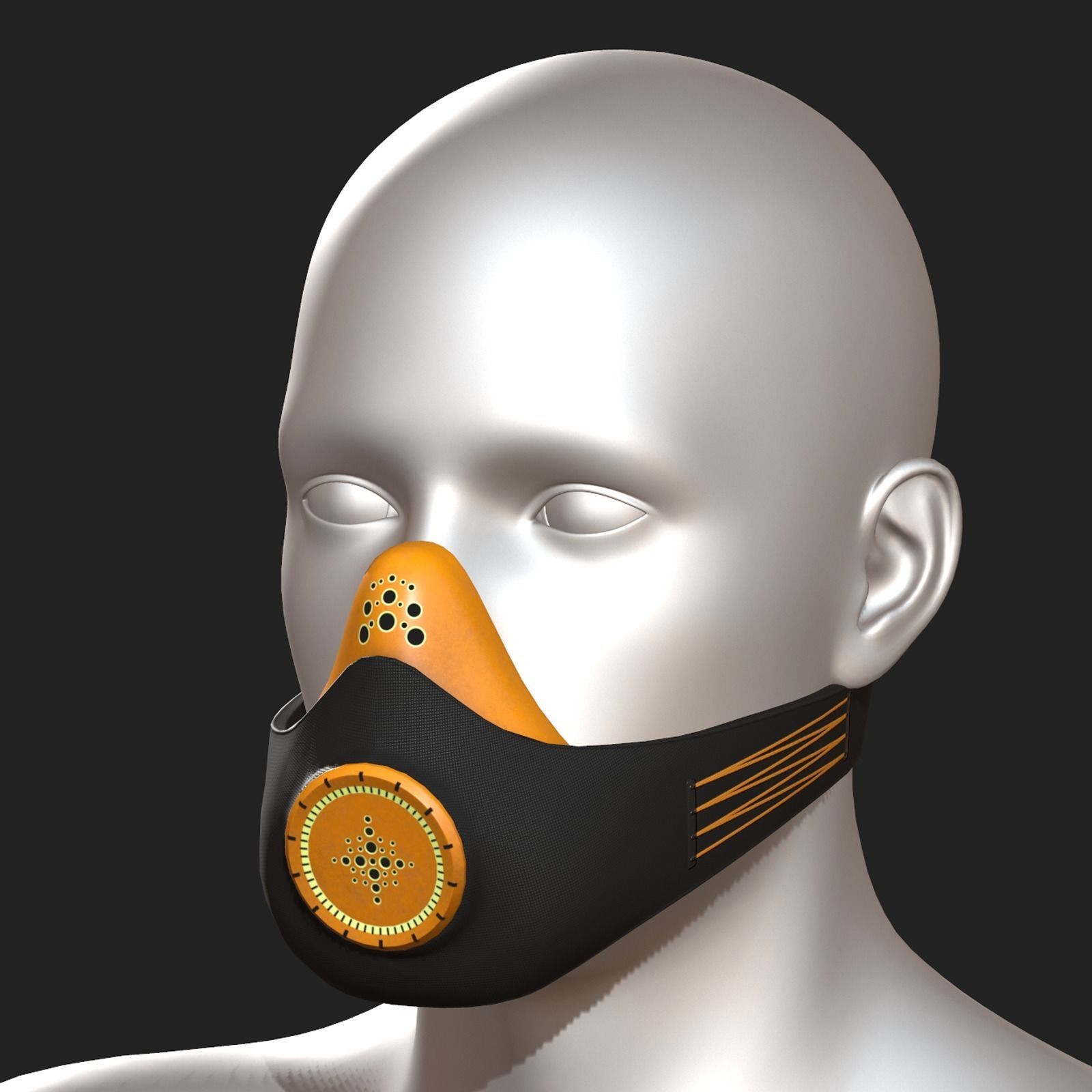 Gas mask respirator military combat scifi fantasy  Low-poly 3D model_5