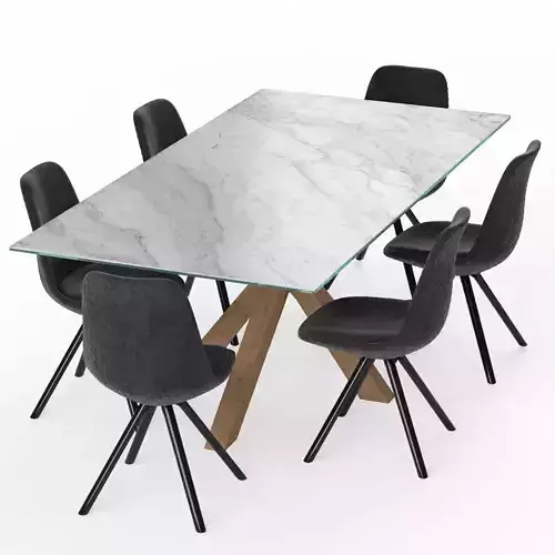 Grey Ralf Chair Marble Argo Table
