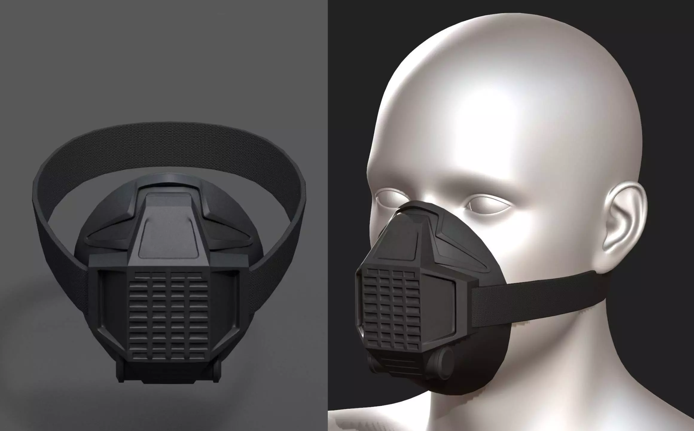 Gas mask respirator scifi futuristic Low-poly 3D model_0