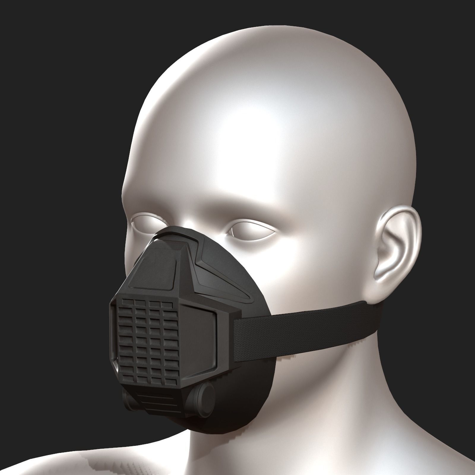 Gas mask respirator scifi futuristic Low-poly 3D model_2
