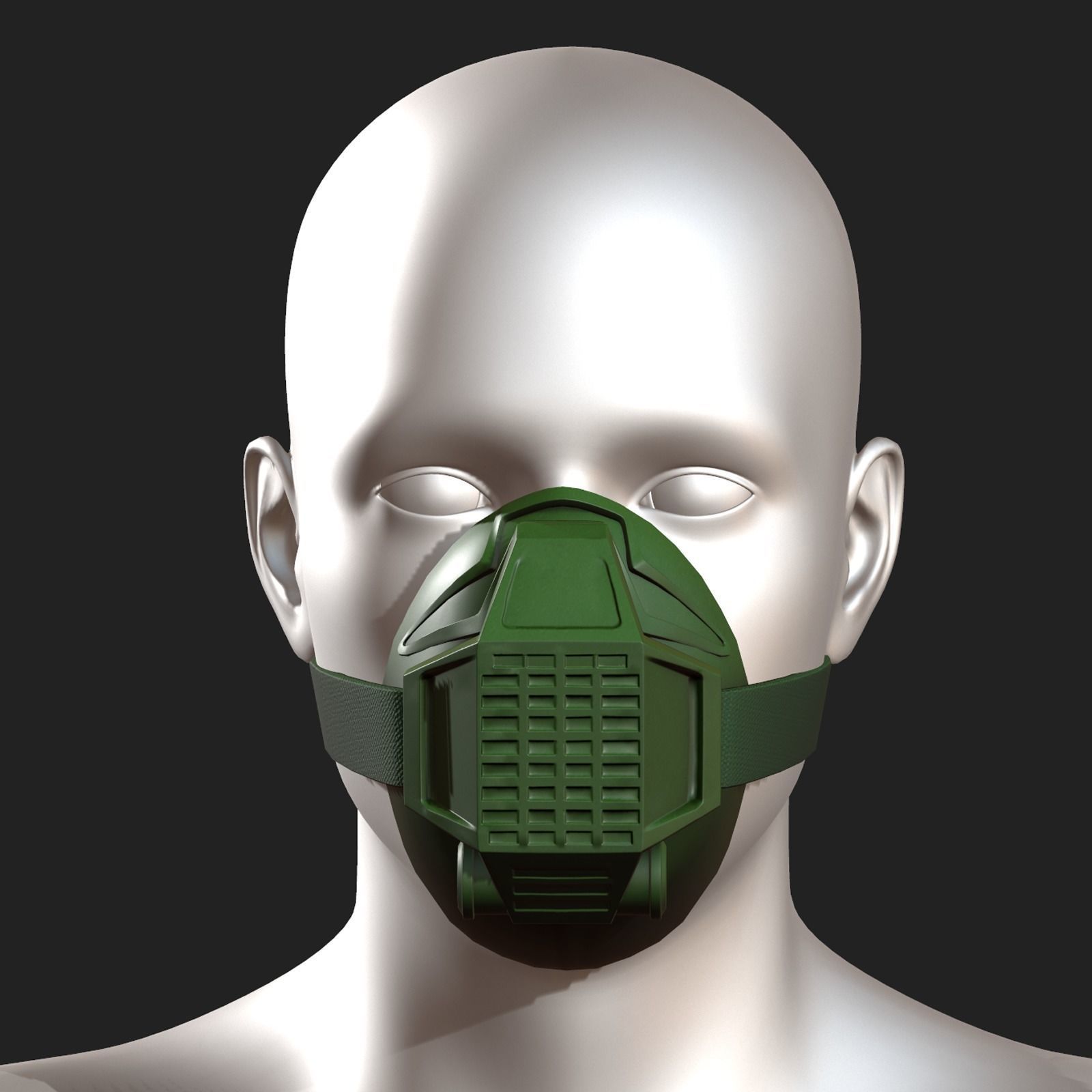 Gas mask respirator scifi fantasy  Low-poly 3D model_4