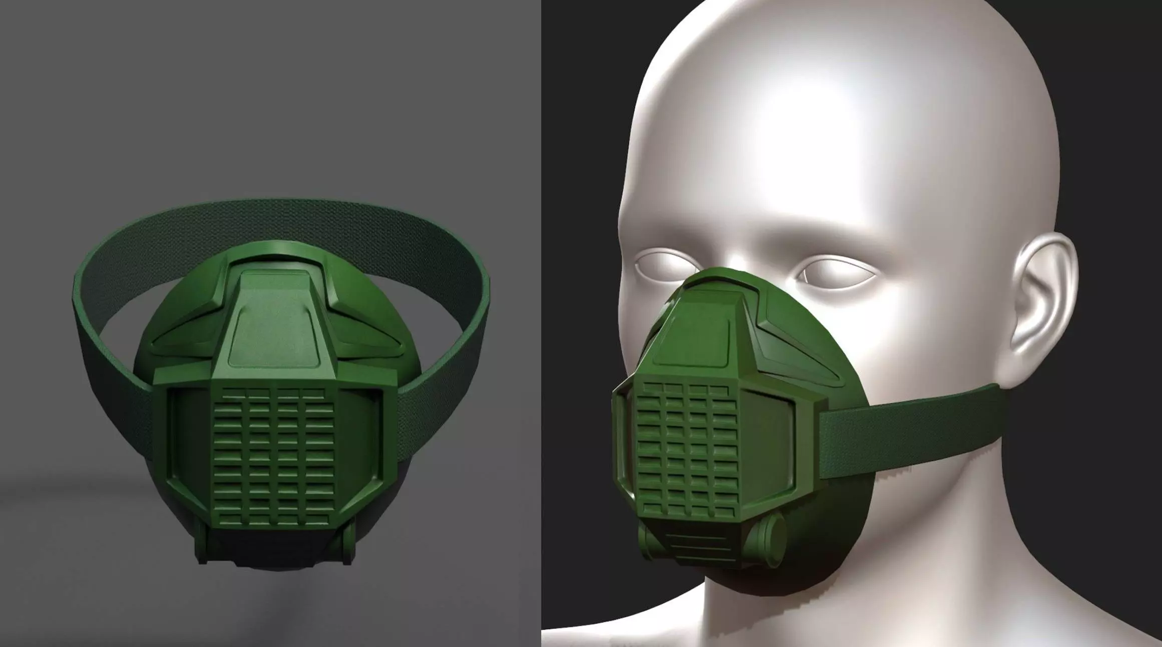 Gas mask respirator scifi fantasy  Low-poly 3D model_0