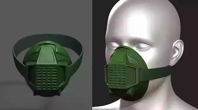 Gas mask respirator scifi fantasy  Low-poly 3D model