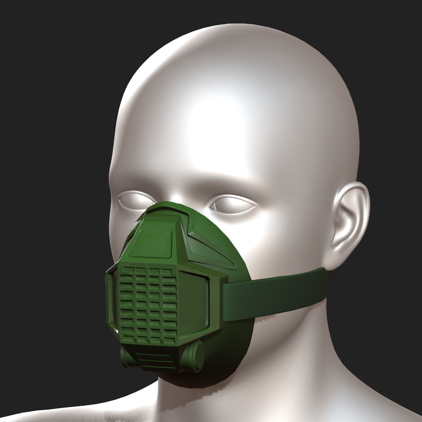 Gas mask respirator scifi fantasy  Low-poly 3D model_3