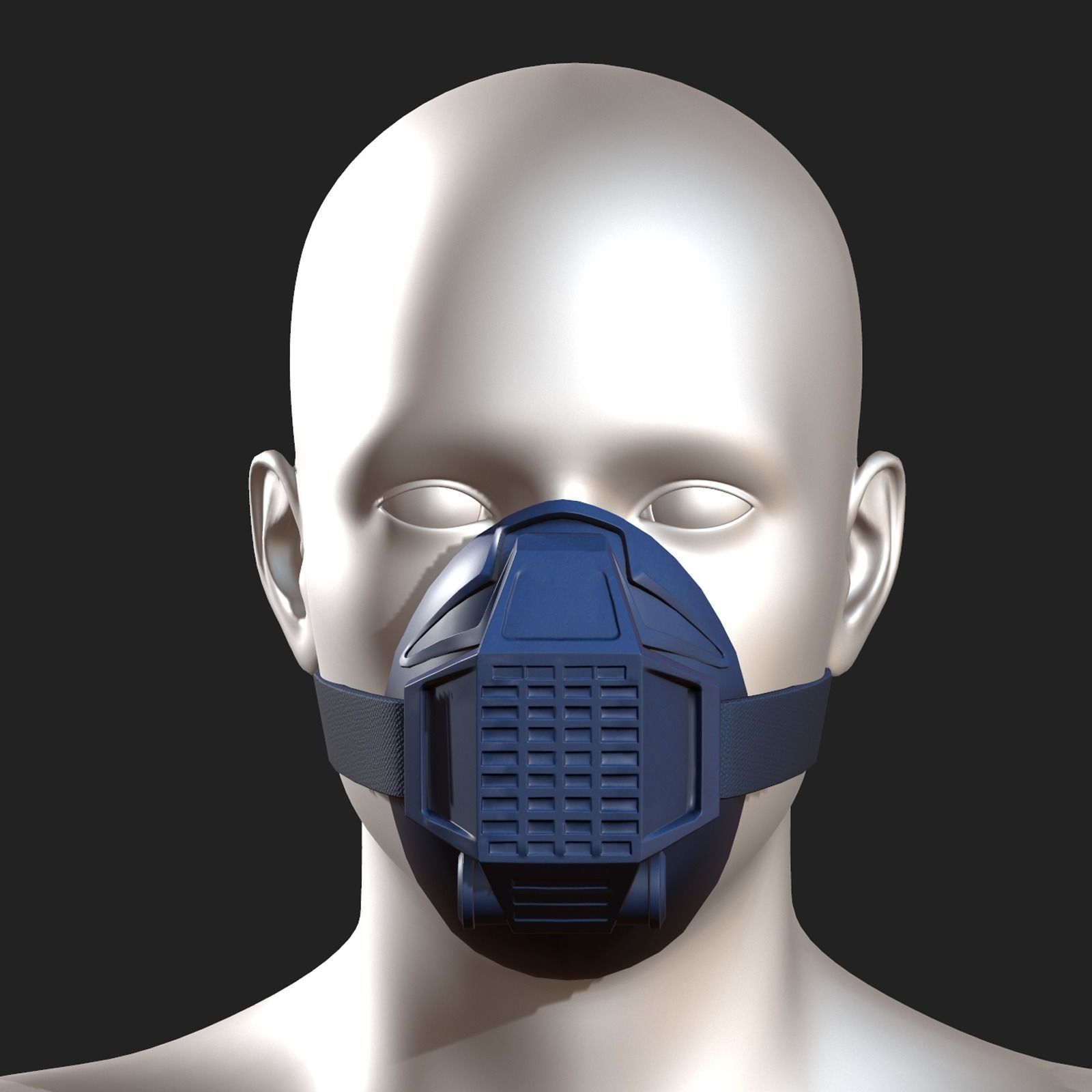 Gas mask respirator blue plastic  Low-poly 3D model_3