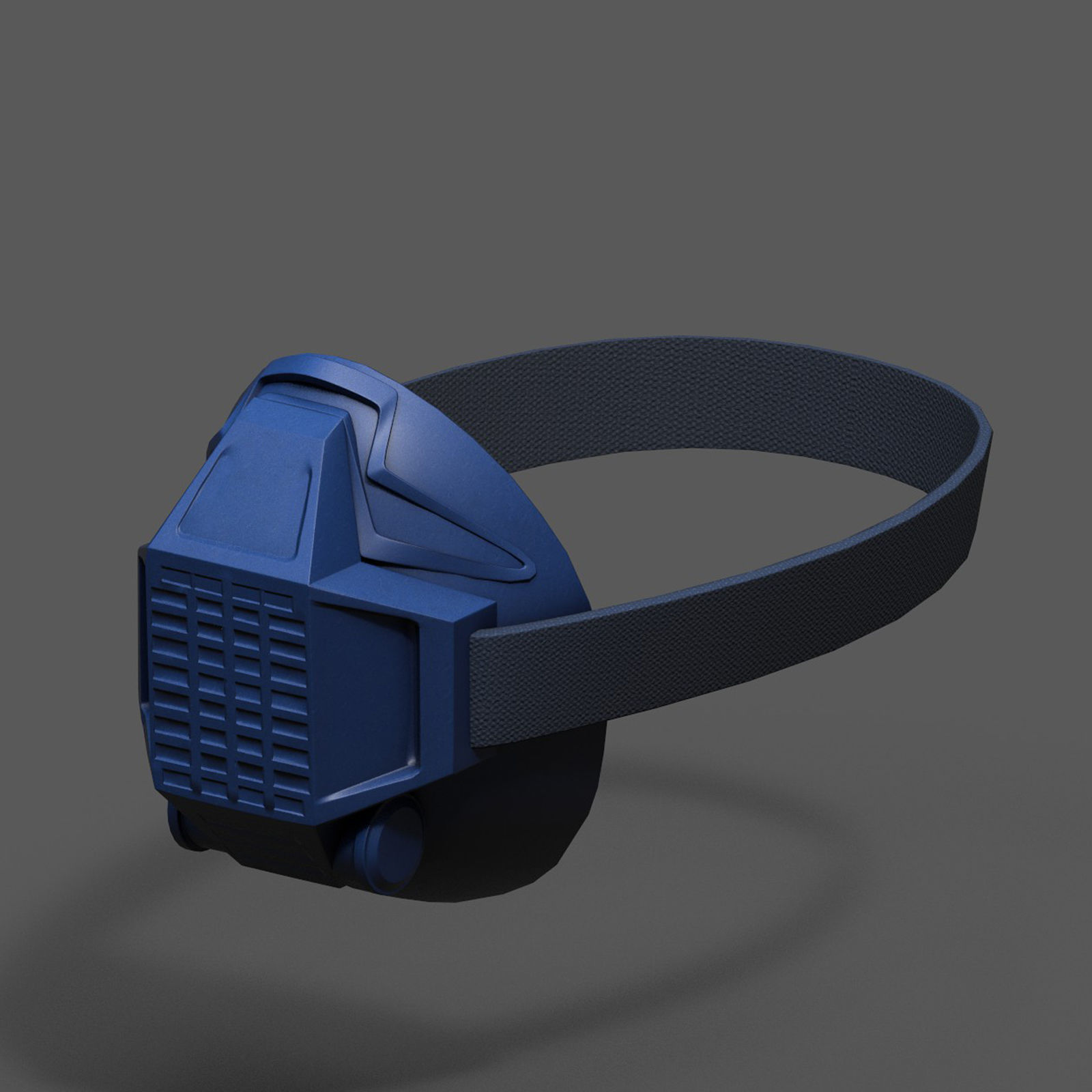 Gas mask respirator blue plastic  Low-poly 3D model_9