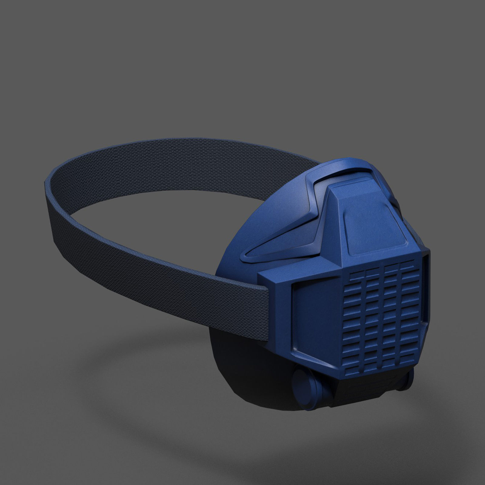 Gas mask respirator blue plastic  Low-poly 3D model_5