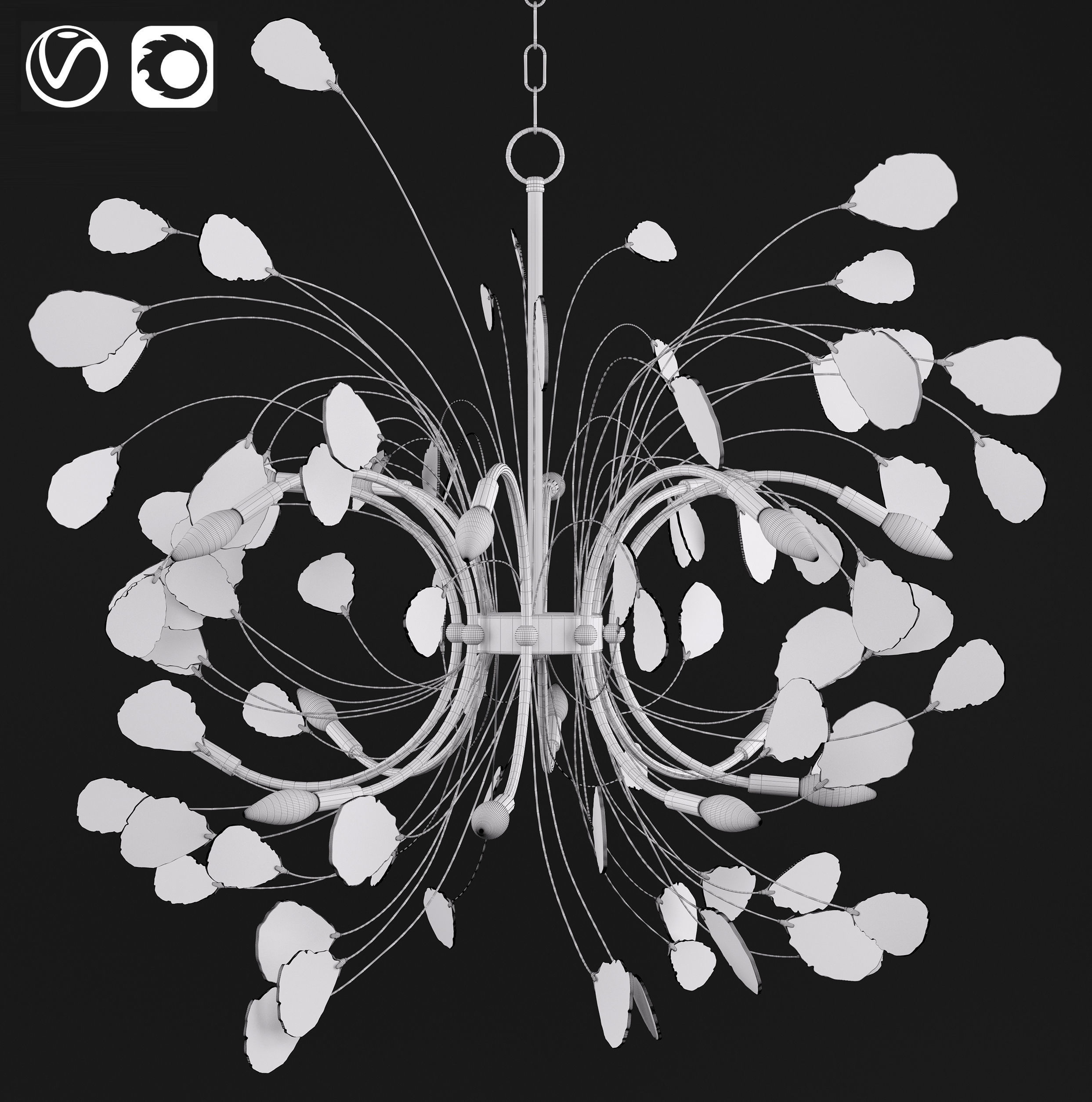 Agate and Nickel 16-Light Chandelier  3D model_1