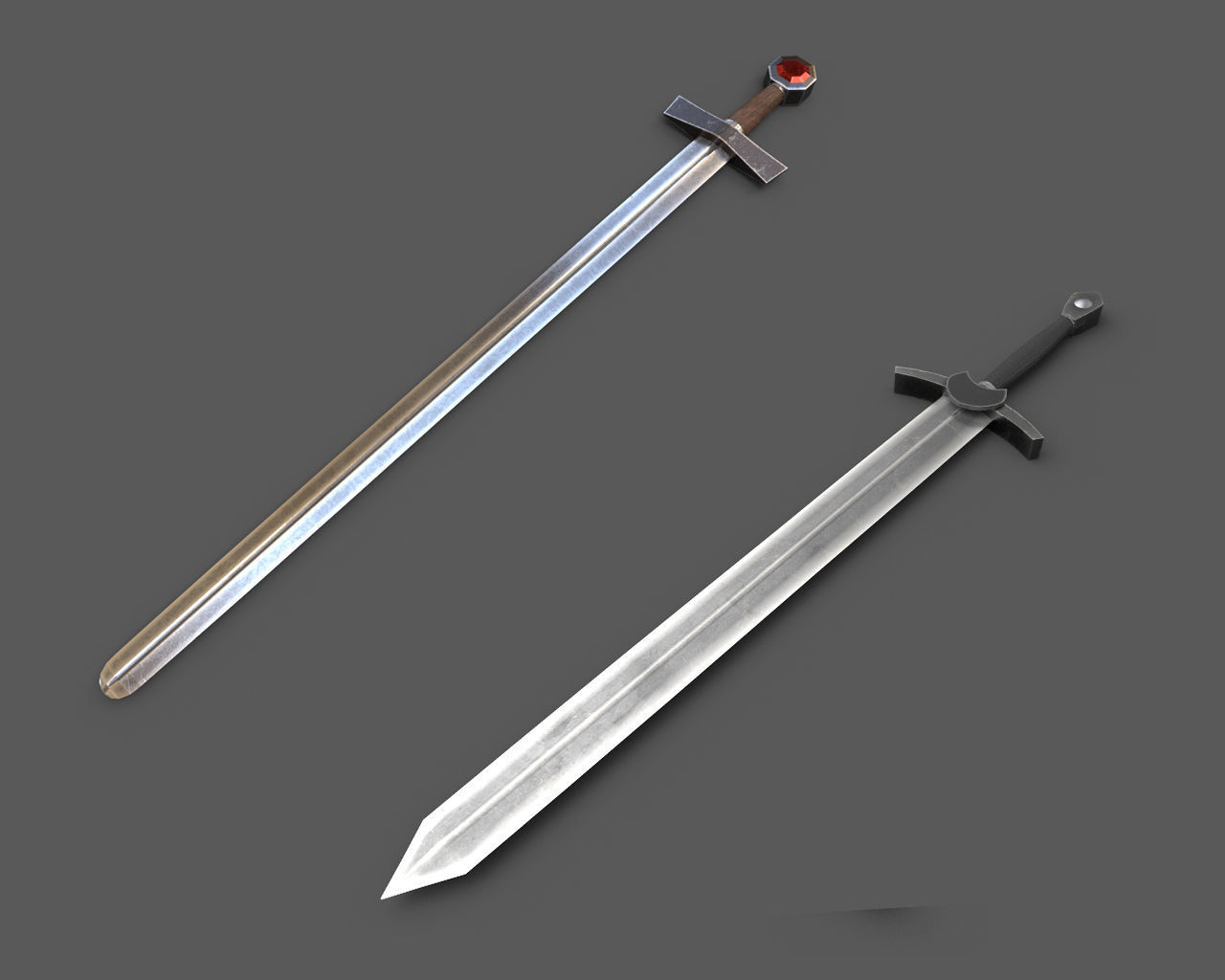 HQ Medieval weapons for games - Swords and axe Free low-poly 3D model_3